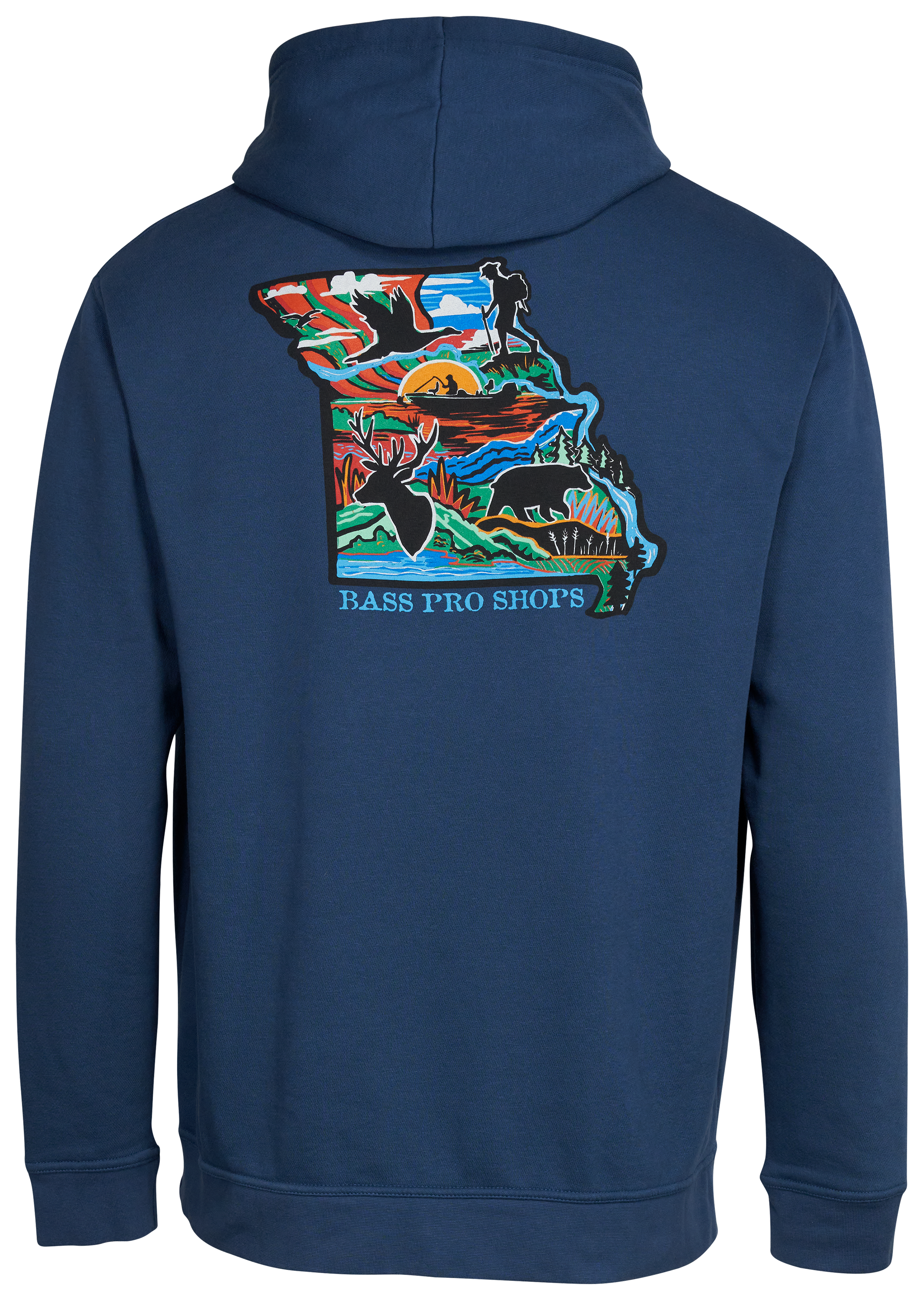 Image of Bass Pro Shops Missouri Map Long-Sleeve Hoodie for Men - Ensign Blue