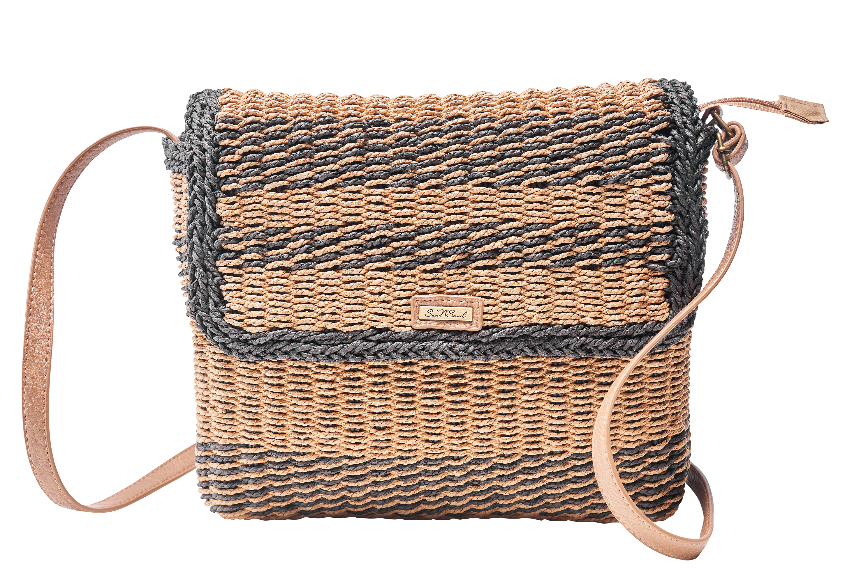 Image of Sun 'N' Sand Paper Straw Crossbody Bag - Tan