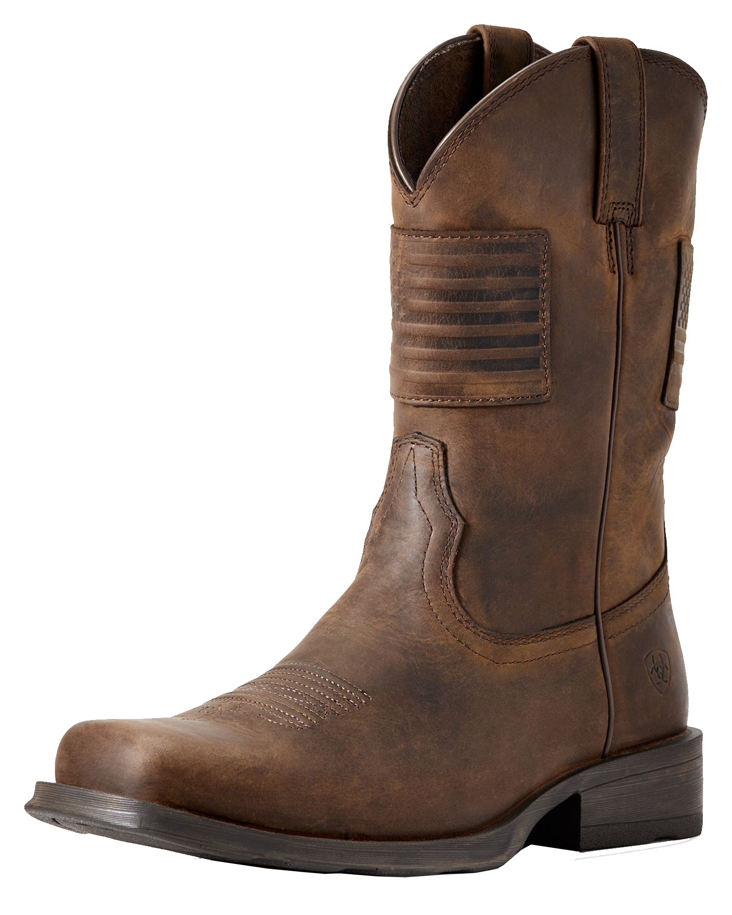 Image of Ariat Rambler Patriot Western Boots for Men - Distressed Brown - 10M