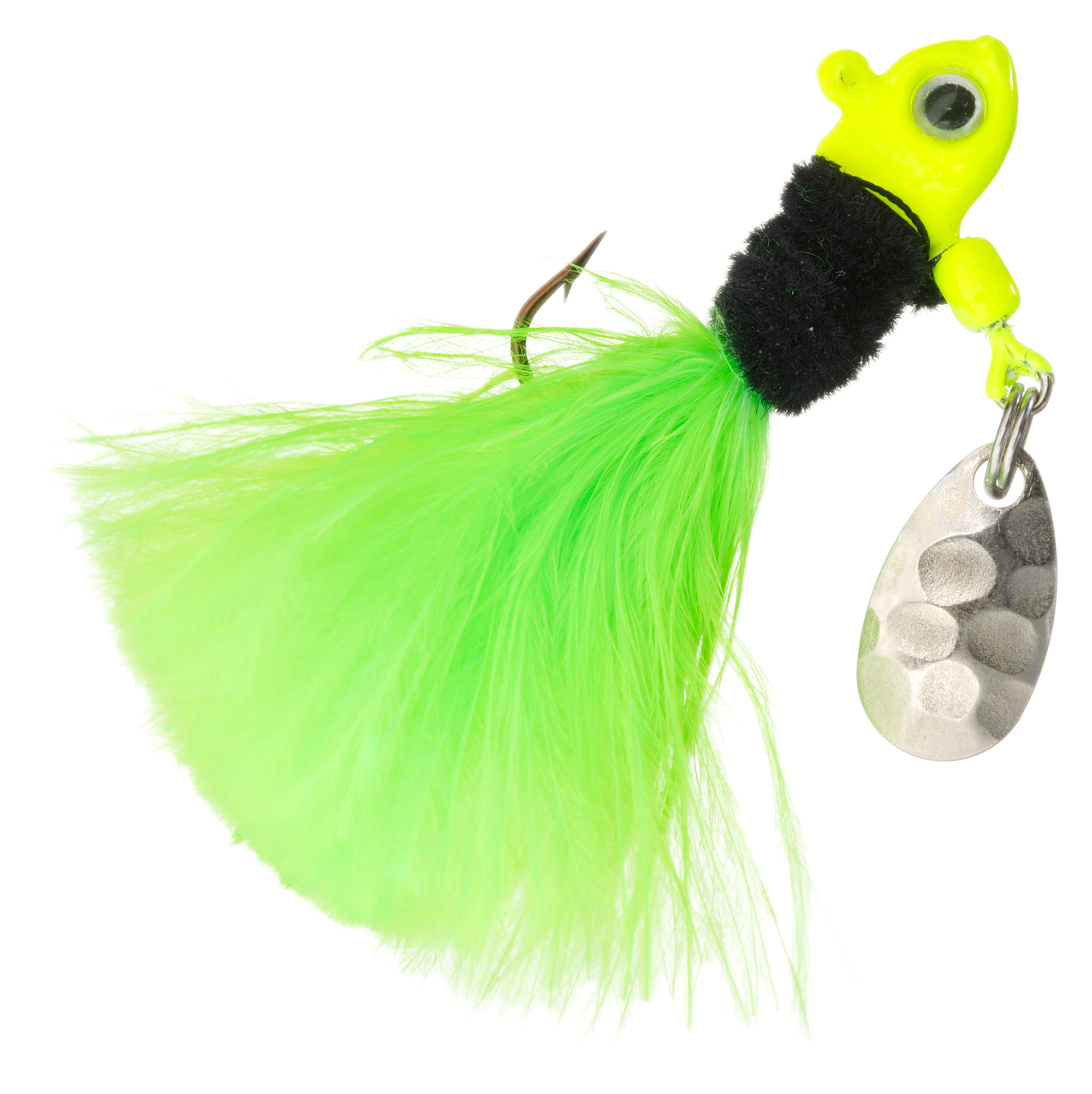 Bass Pro Shops Marabou Stump Jumper Jig 2-Pack - Chartreuse/Black/Chartreuse - 1/16 oz