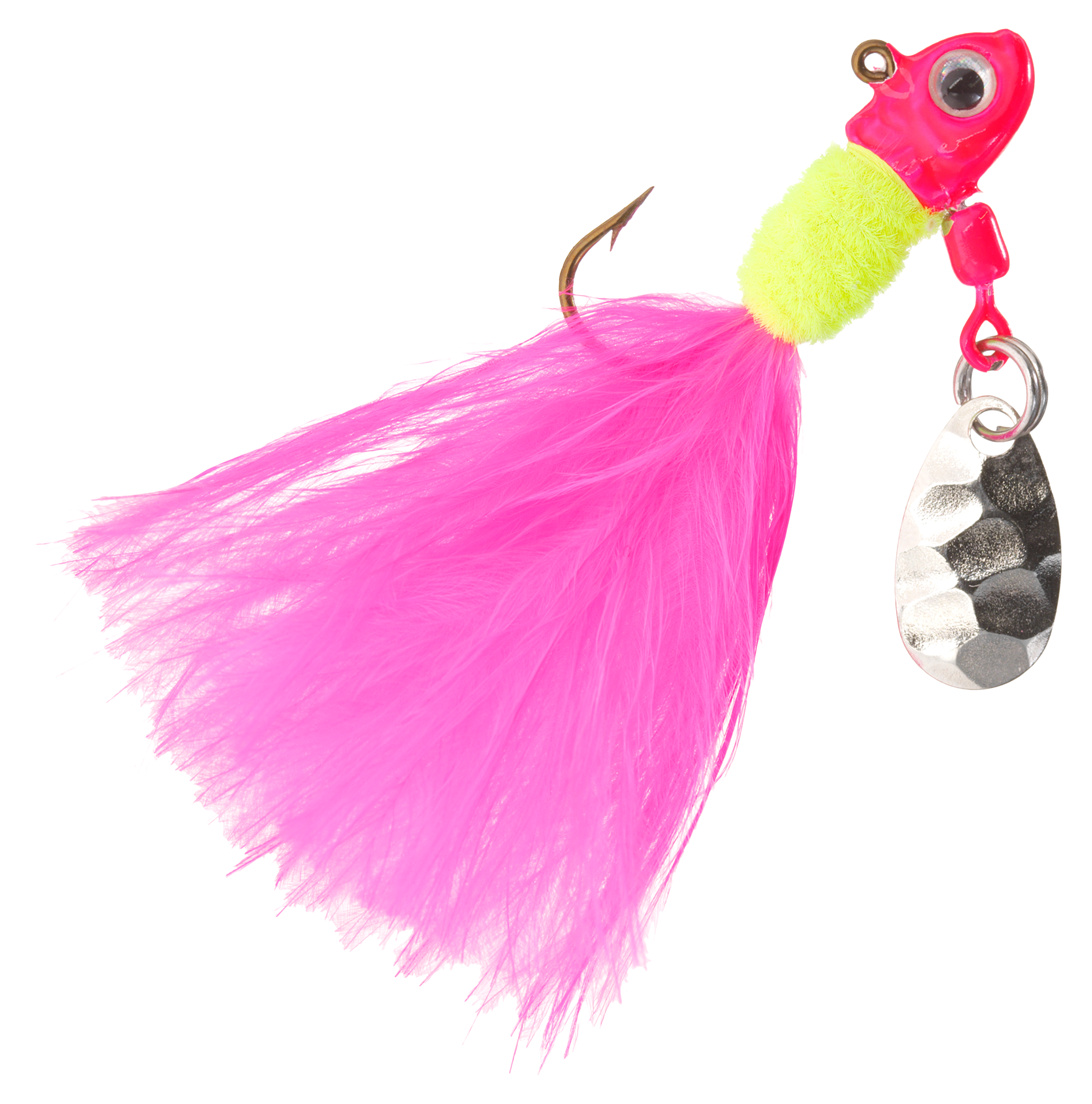 Bass Pro Shops Marabou Stump Jumper Jig 2-Pack - Hot Pink/Chartreuse/Hot Pink - 1/8 oz