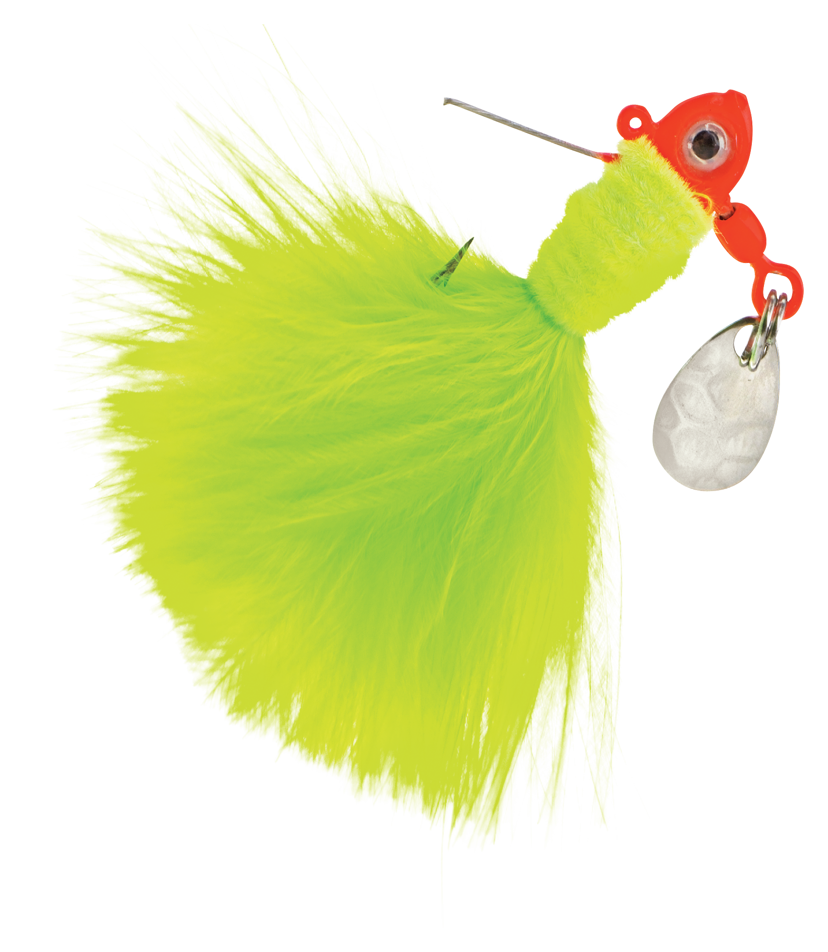 Bass Pro Shops Weedless Marabou Stump Jumper Jig 2-Pack - Fluorescent Red/Chartreuse - 1/16 oz