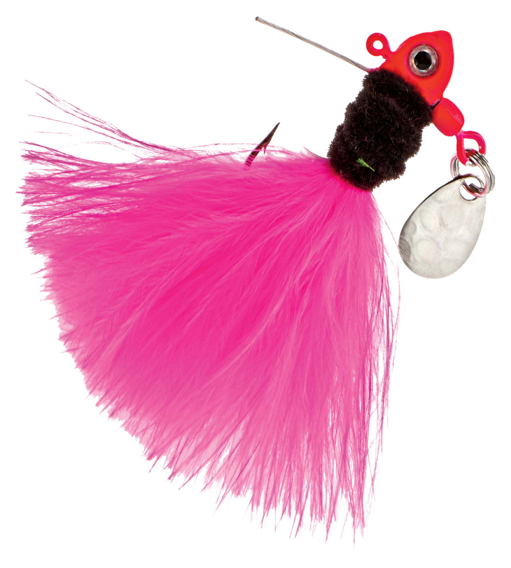 Bass Pro Shops Weedless Marabou Stump Jumper Jig 2-Pack - Hot Pink/Black/Hot Pink - 1/16 oz