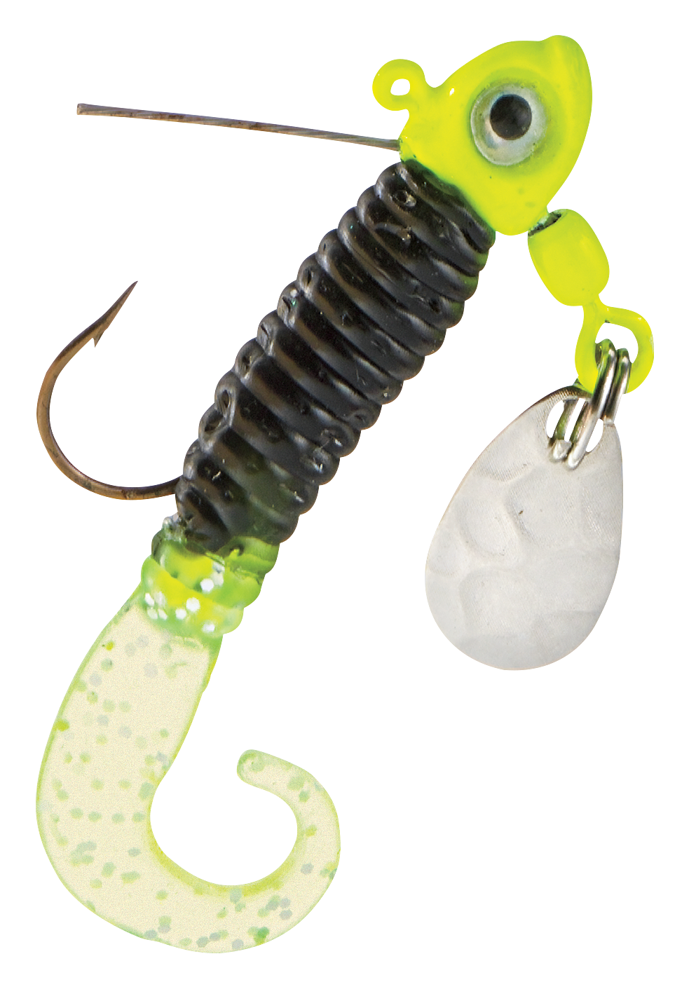Bass Pro Shops Weedless Curltail Stump Jumper Jig 2-Pack - Chartreuse/Black/Chartreuse - 1/8 oz