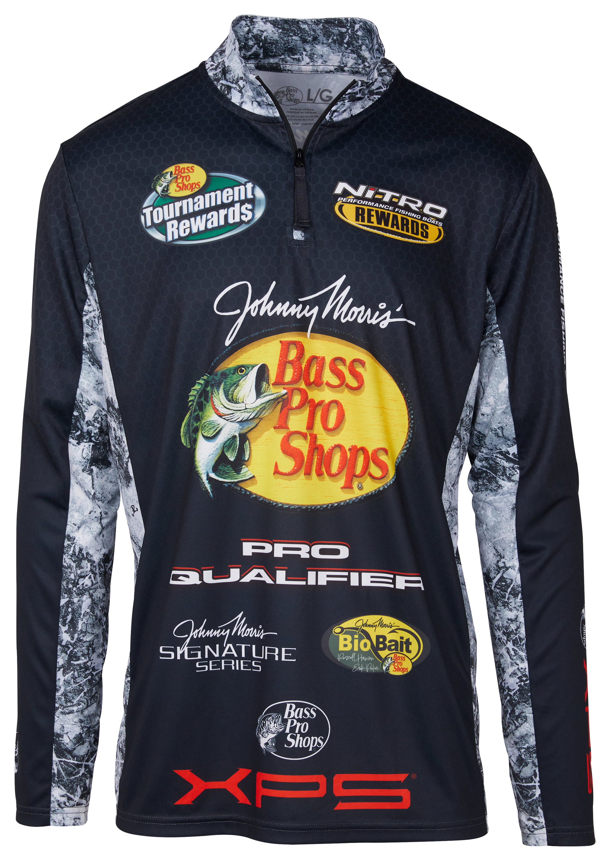 Image of Bass Pro Shops Performance Quarter-Zip Long-Sleeve Fishing Jersey for Men - Charcoal - S