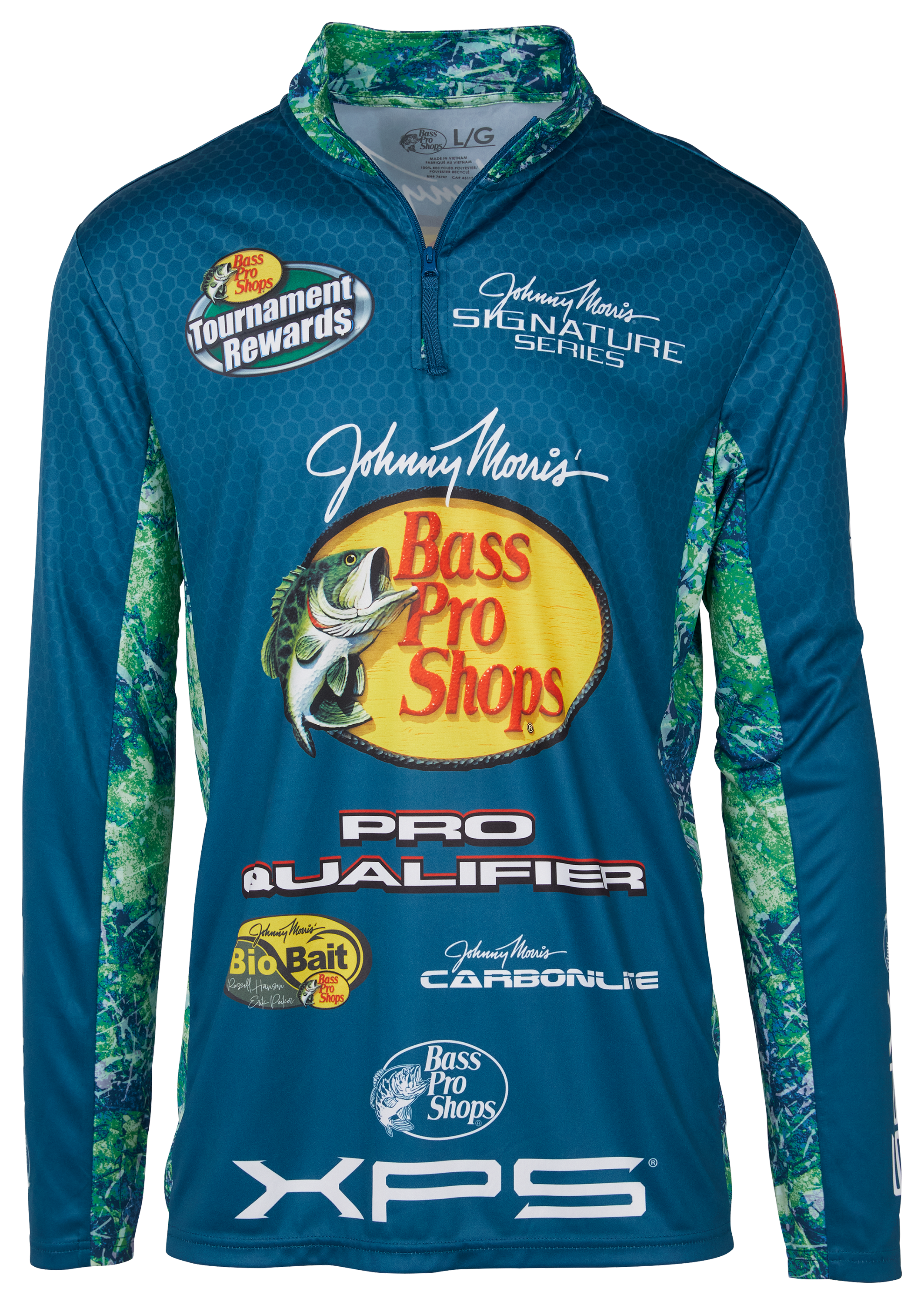 Image of Bass Pro Shops Performance Quarter-Zip Long-Sleeve Fishing Jersey for Men - Tidal Sands - S