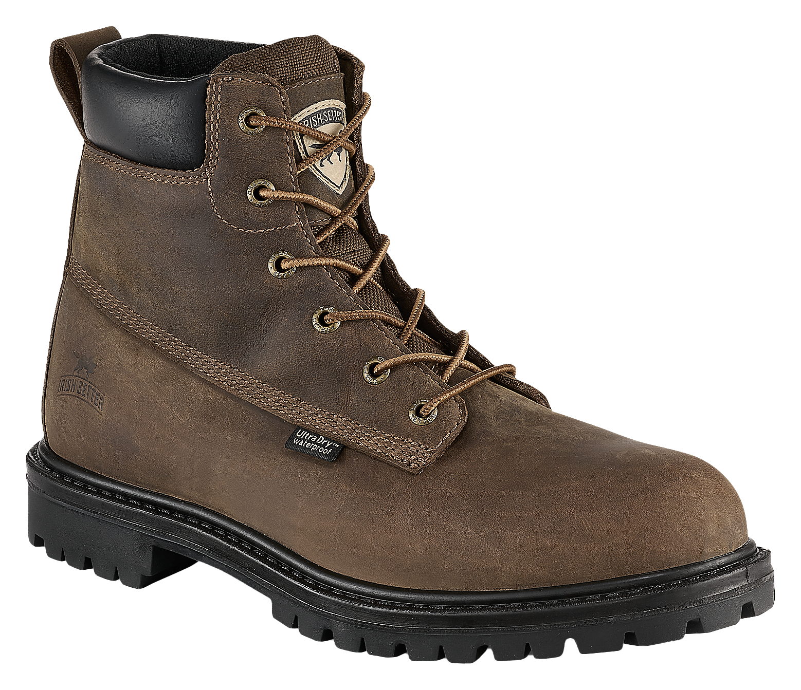 Image of Irish Setter Hopkins Waxed Waterproof Work Boots for Men - Brown - 7M