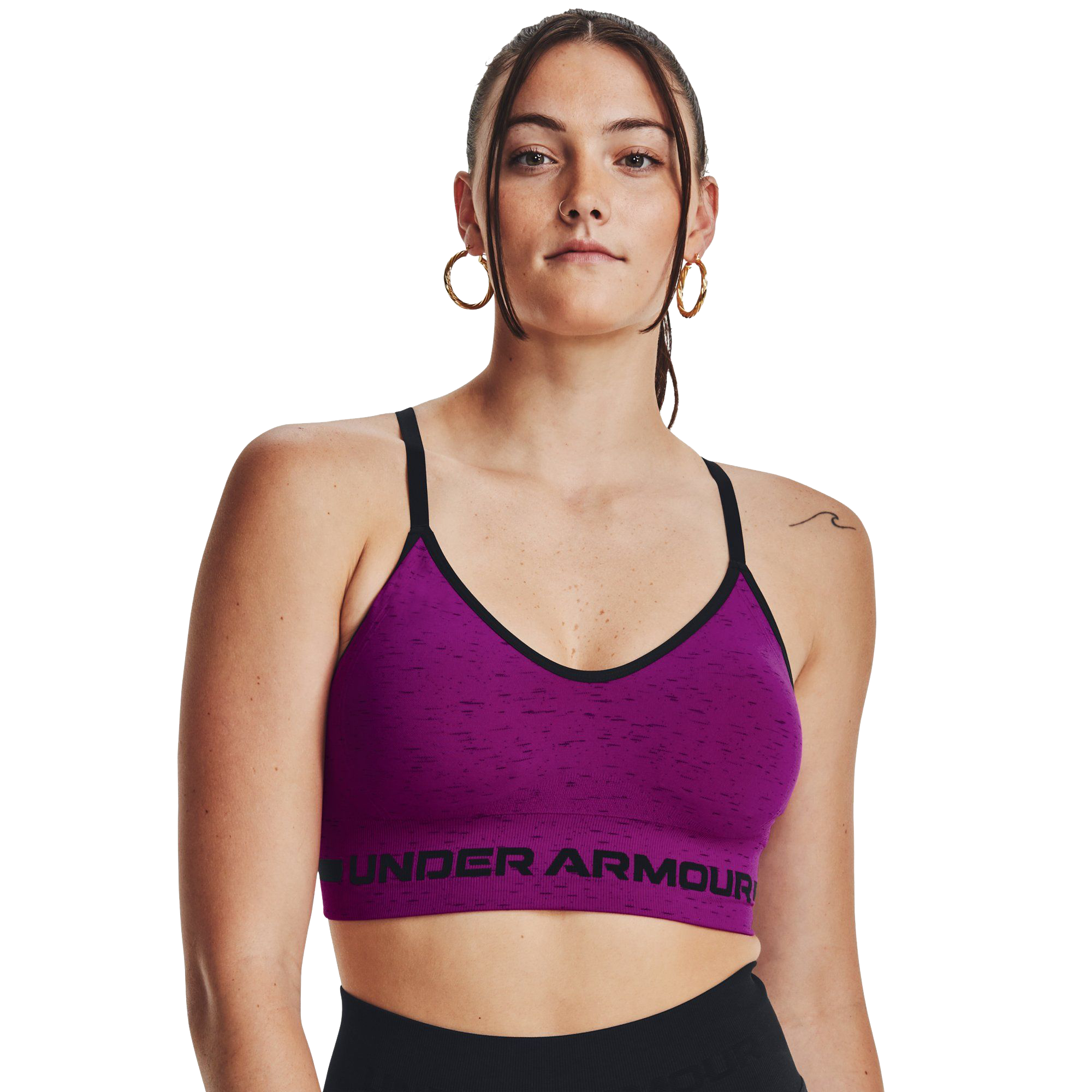 Under Armour Womens' Seamless Low Long Heather Sports Bra - Pitch