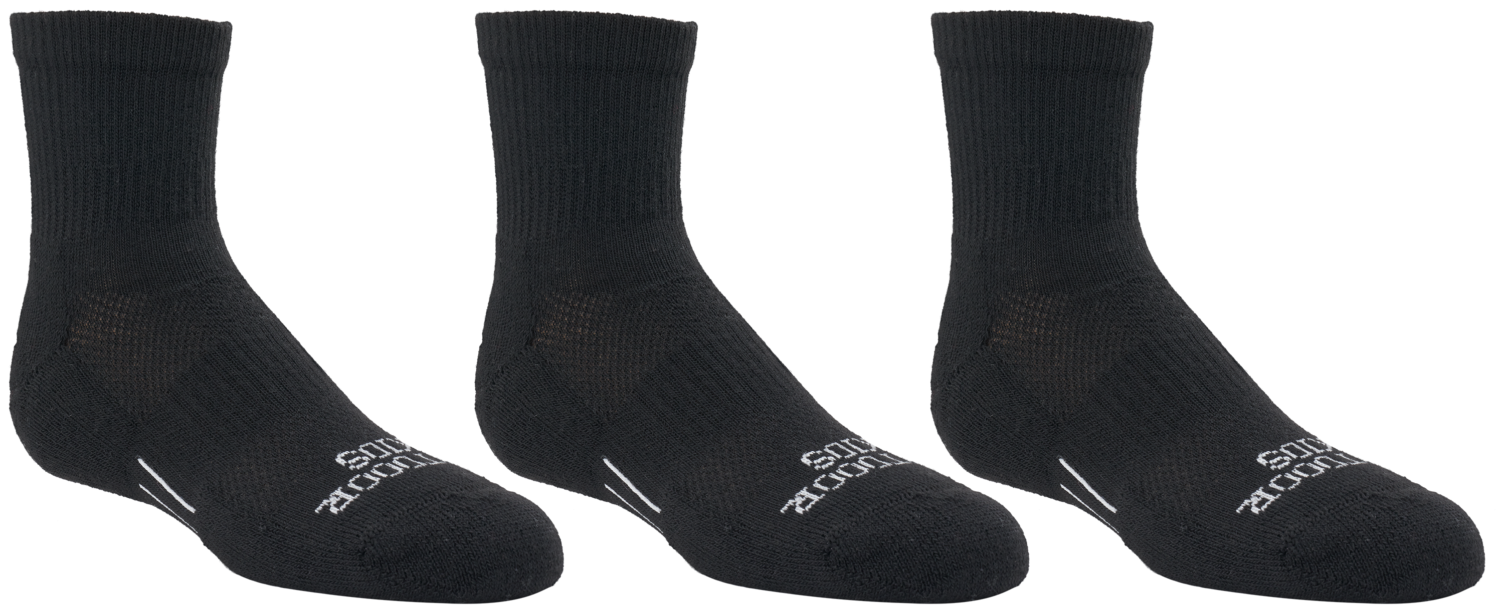 Image of Outdoor Kids Encompass Quarter Crew Socks 3-Pack for Kids - Black - XS