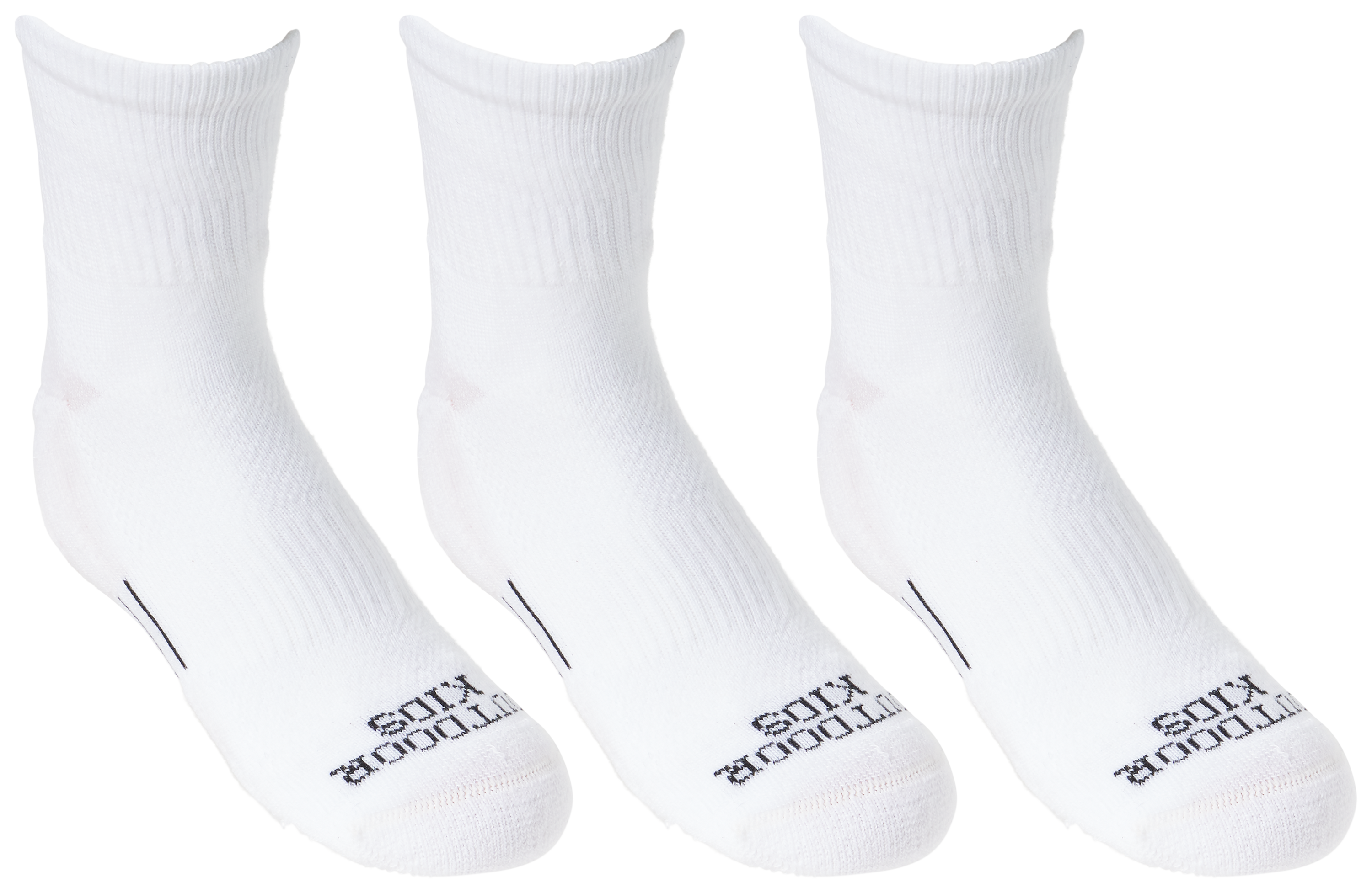 Image of Outdoor Kids Encompass Quarter Crew Socks 3-Pack for Kids - White - XS