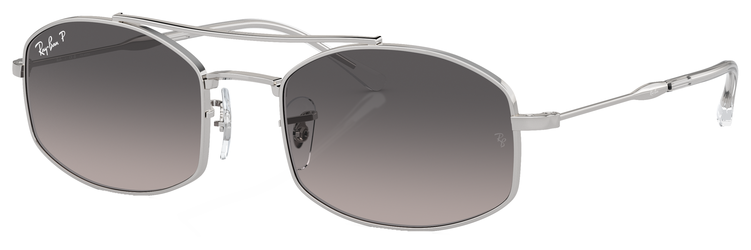 Image of Ray-Ban RB3719 Gradient Glass Polarized Sunglasses - Silver/Light Gray Gradient - Large