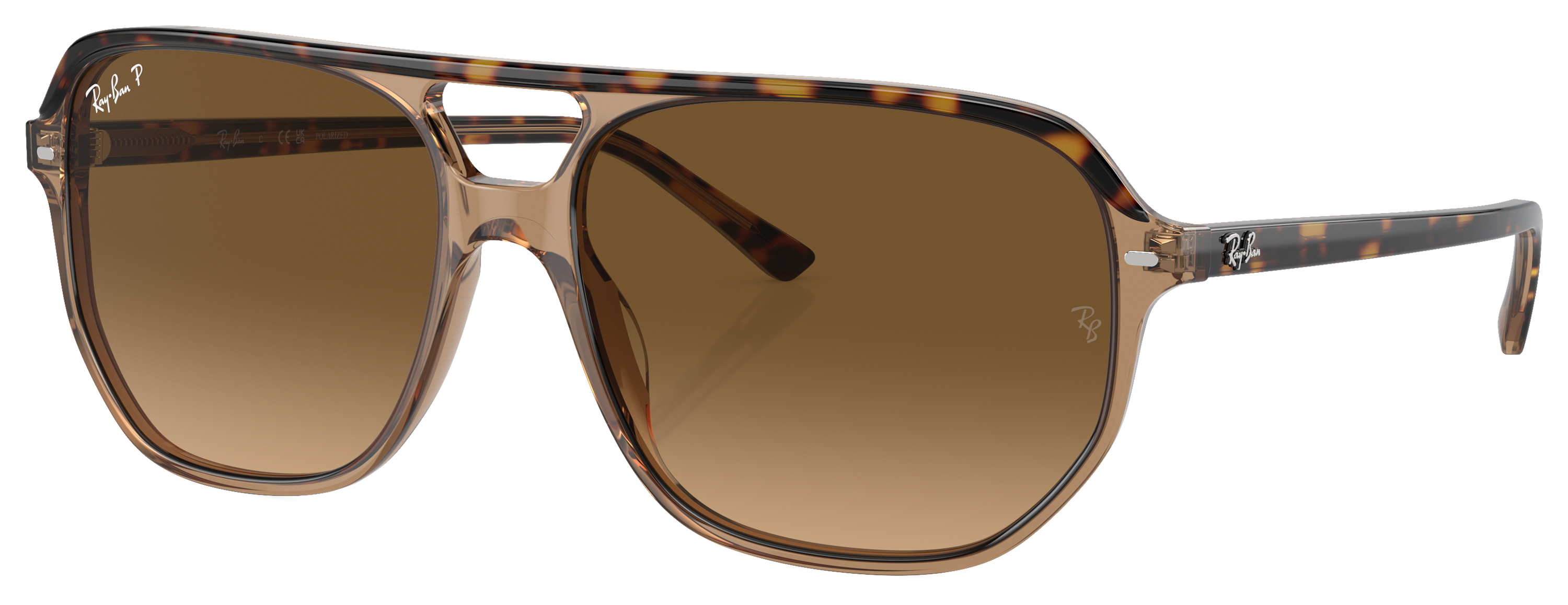 Image of Ray-Ban Bill One RB2205 Gradient Glass Polarized Sunglasses - Havana on Transparent Brown/Brown Gradient - Medium