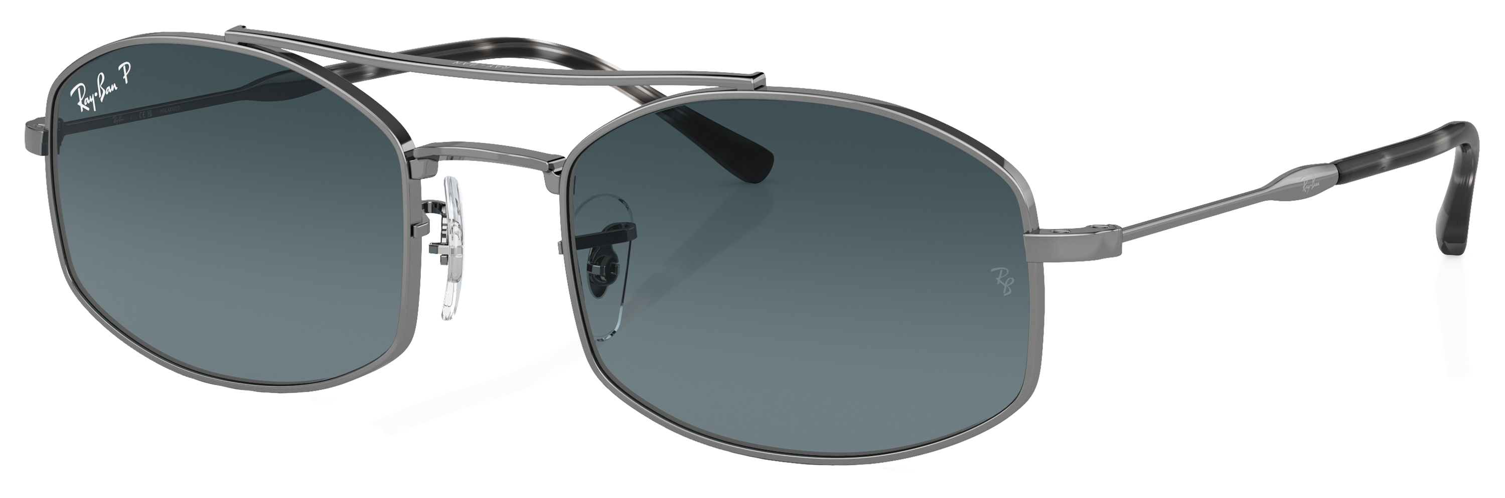 Image of Ray-Ban RB3719 Gradient Glass Polarized Sunglasses - Gunmetal/Dark Blue Gradient - Large