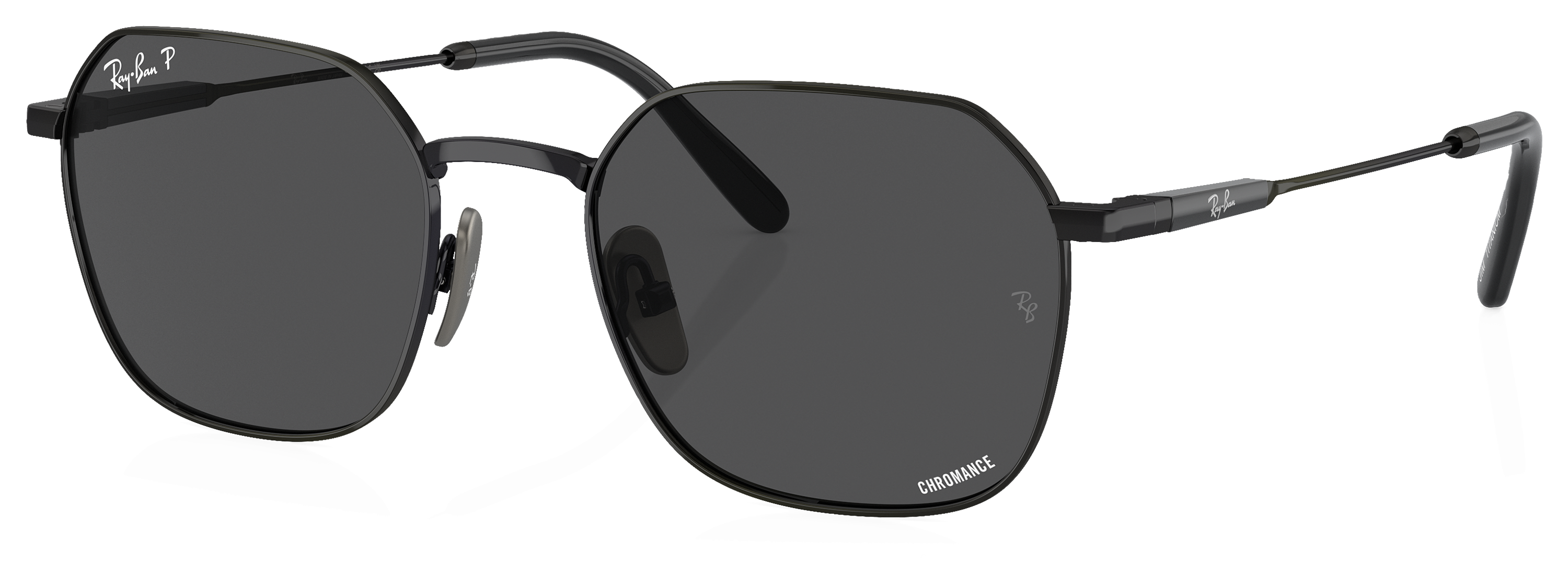 Image of Ray-Ban Jim Titanium RB8094 Chromance Glass Polarized Sunglasses - Black/Dark Gray Chromance