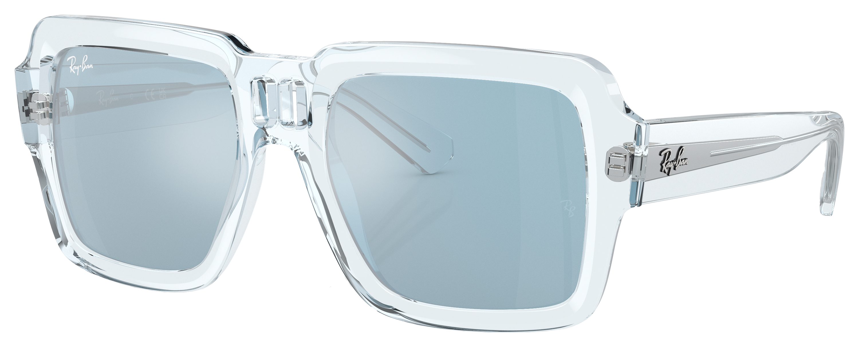 Image of Ray-Ban Magellan Bio-Based RB4408 Mirror Sunglasses - Transparent Light Blue/Light Blue/Silver Mirror - Large