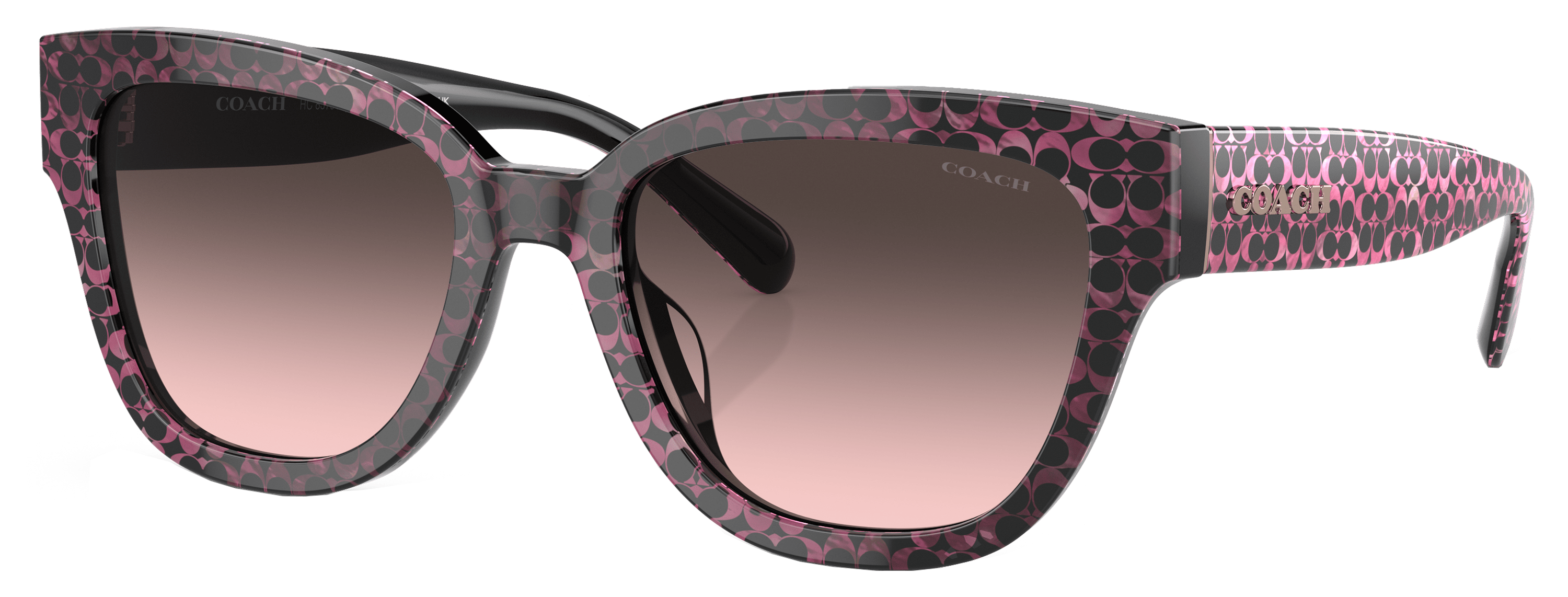 Image of Coach HC8379U Sunglasses for Ladies - Ruby Pearl Signature C/Gray Rose Gradient - Medium