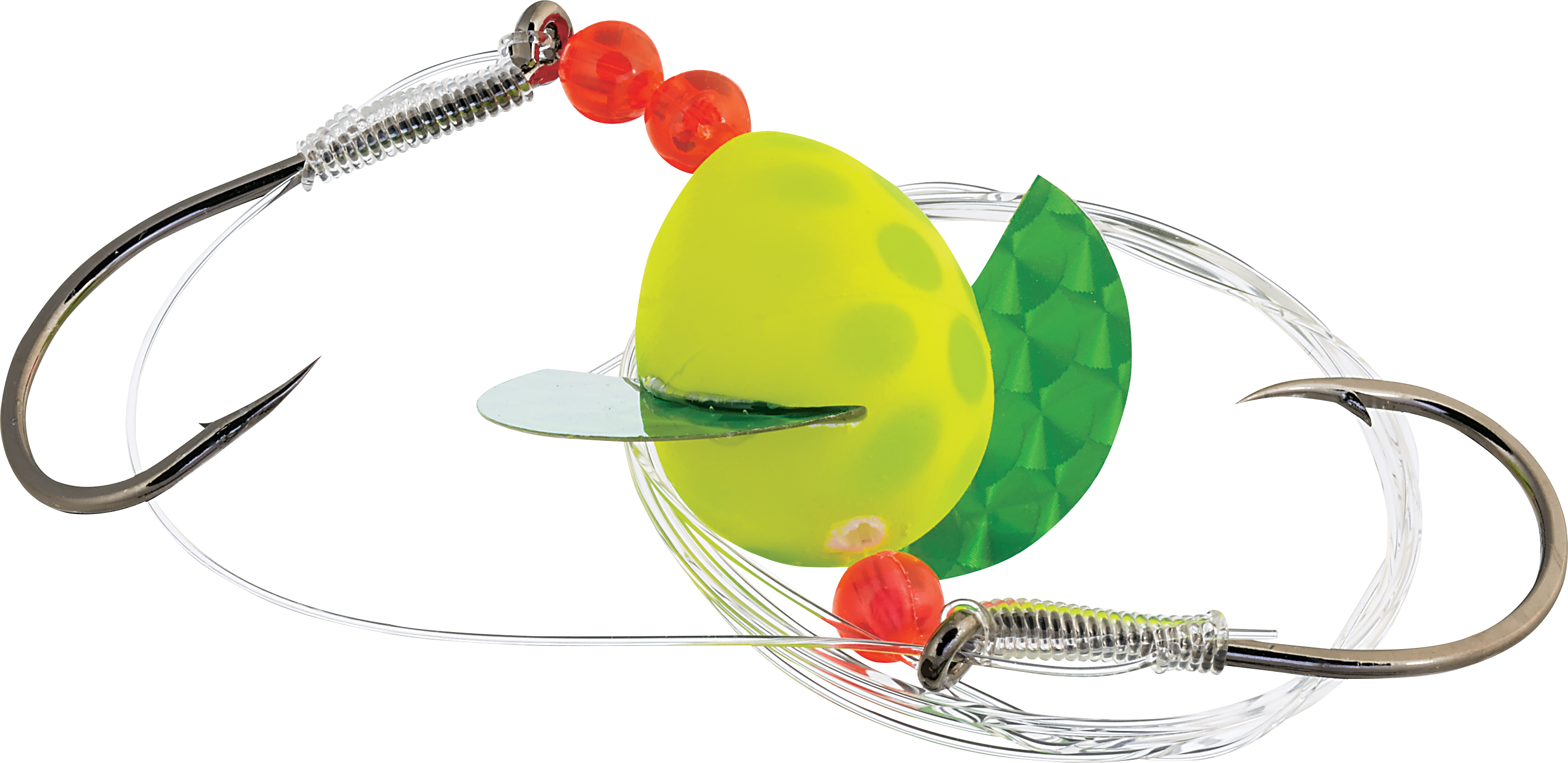 Image of Beau Mac Flash & Spin Cheater Special - 5/0 - 25 lb. - Chartreuse/Fluorescent Green Dot/Green