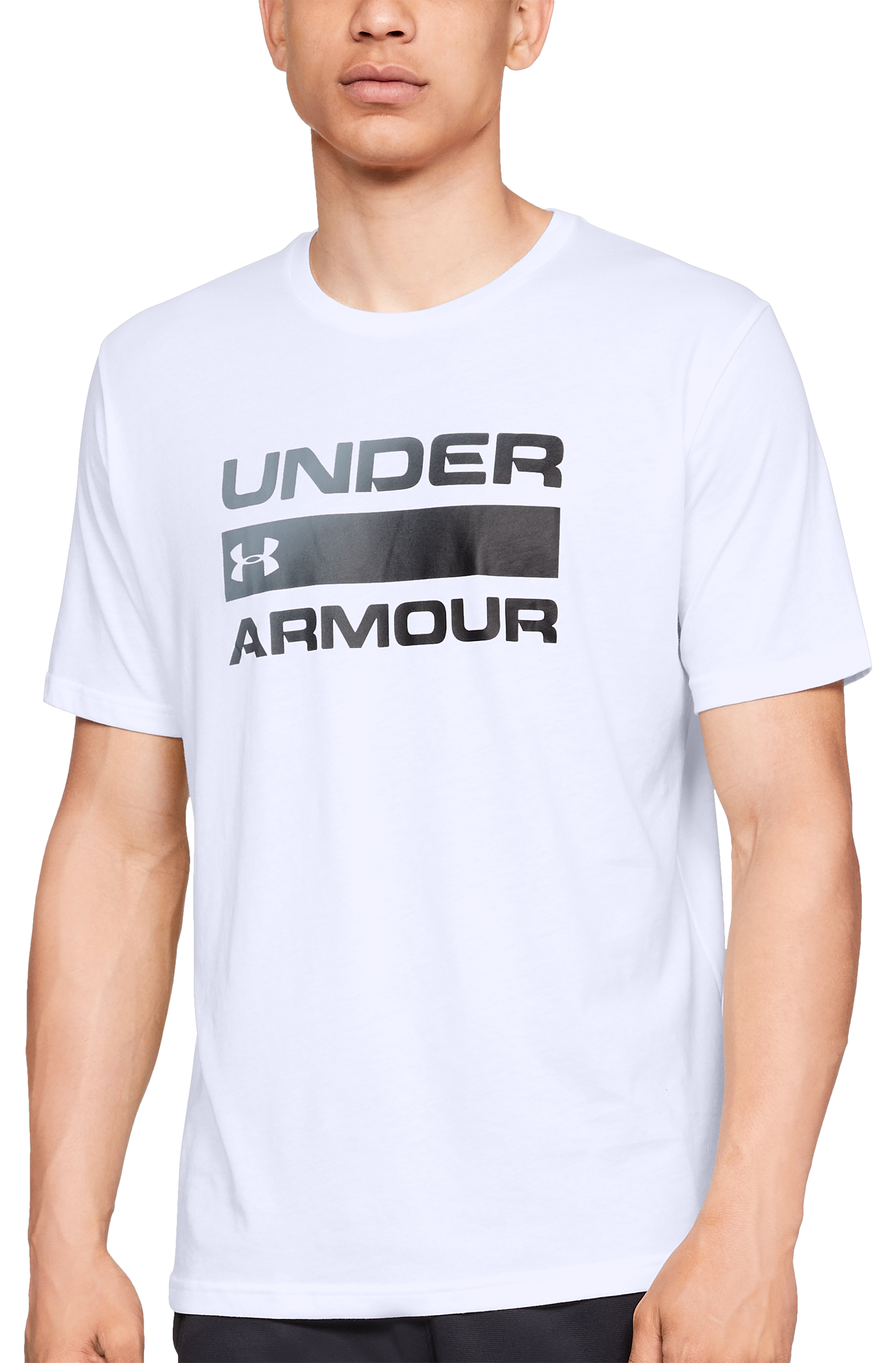 Image of Under Armour Team Issue Wordmark Short-Sleeve T-Shirt for Men - White/Black - 4XLT