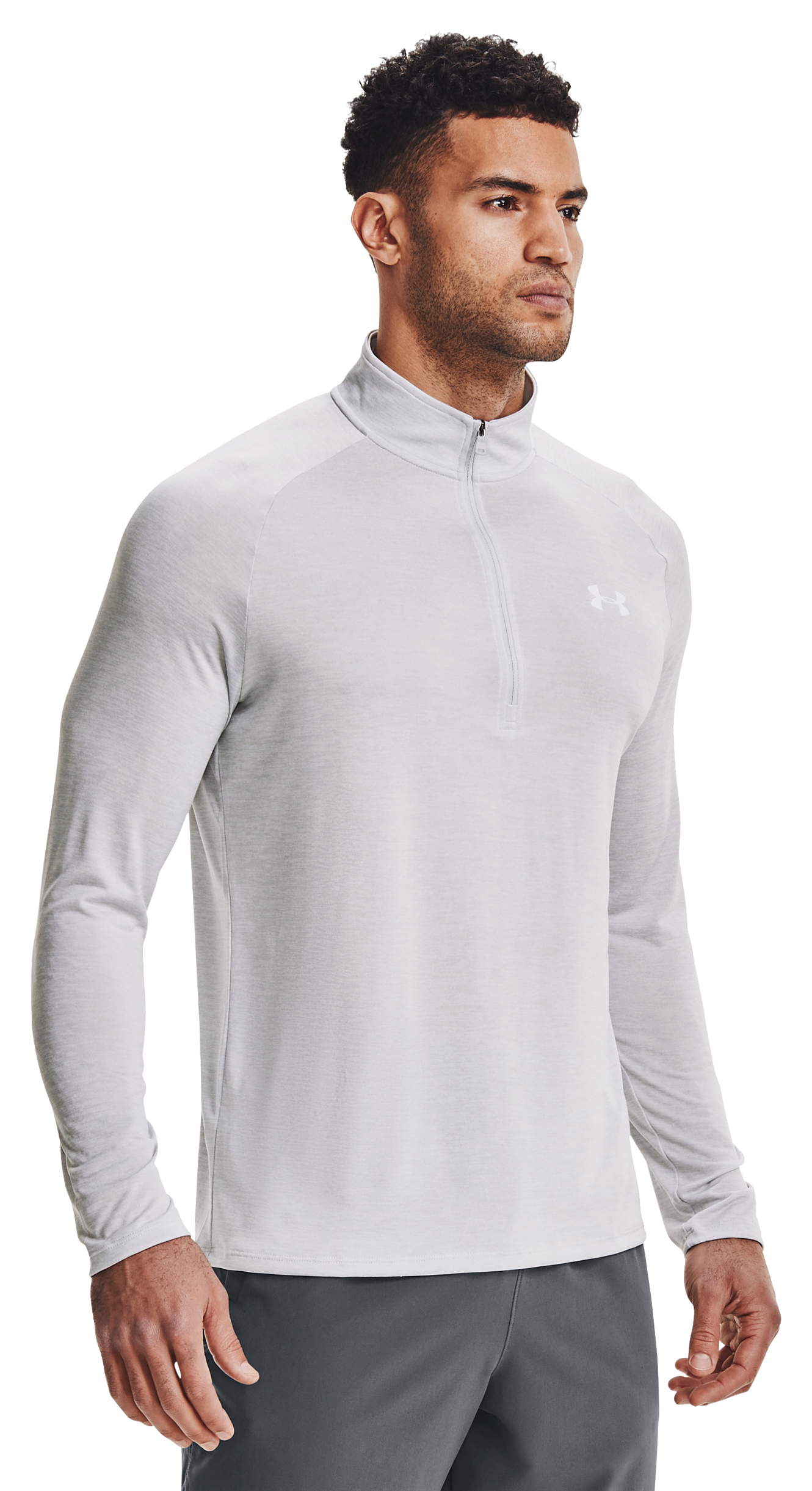 Image of Under Armour UA Tech Half-Zip Long-Sleeve Shirt for Men - Halo Gray/White - 4XLT