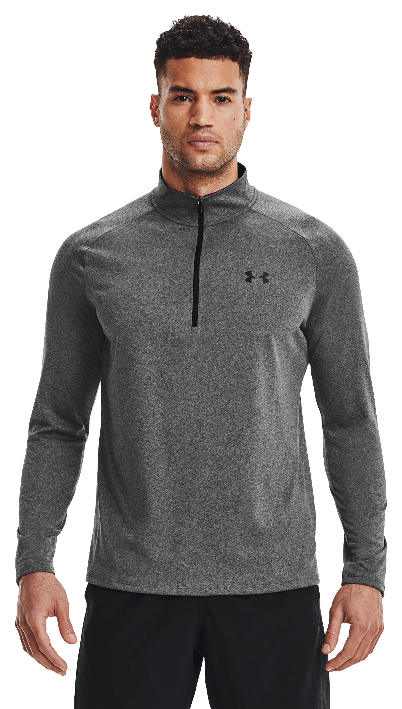 Image of Under Armour UA Tech Half-Zip Long-Sleeve Shirt for Men - Carbon Heather - XLT