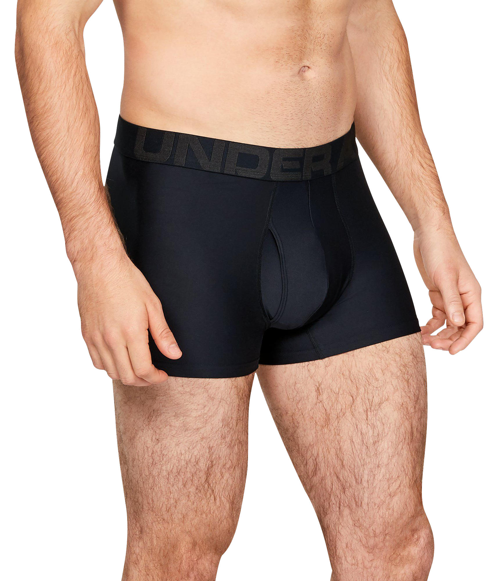 Image of "Under Armour Tech 3"" Boxerjock for Men - Black/Pitch Gray - XL"