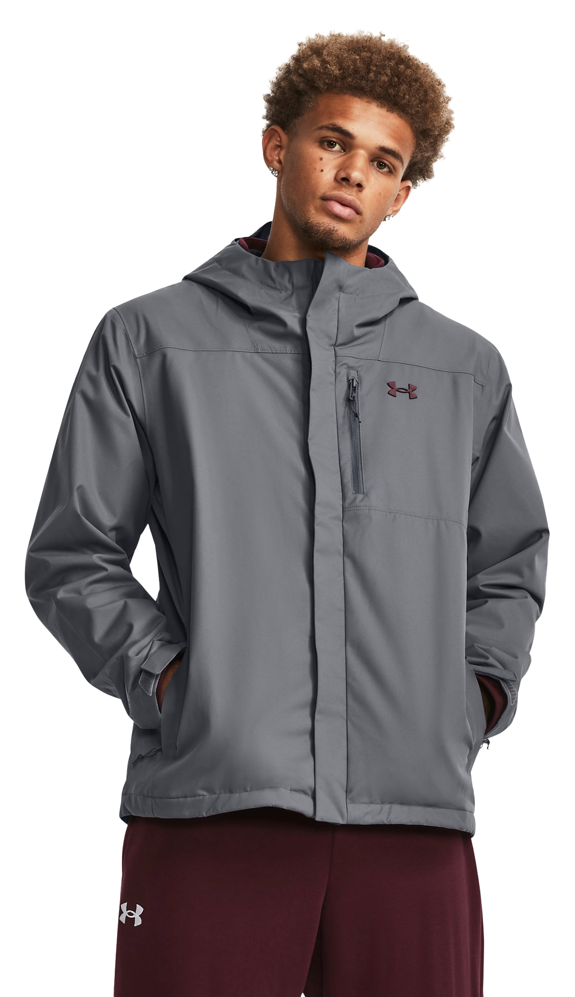 Image of Under Armour Porter 3-in-1 Jacket - Pitch Gray/Dark Maroon - XL