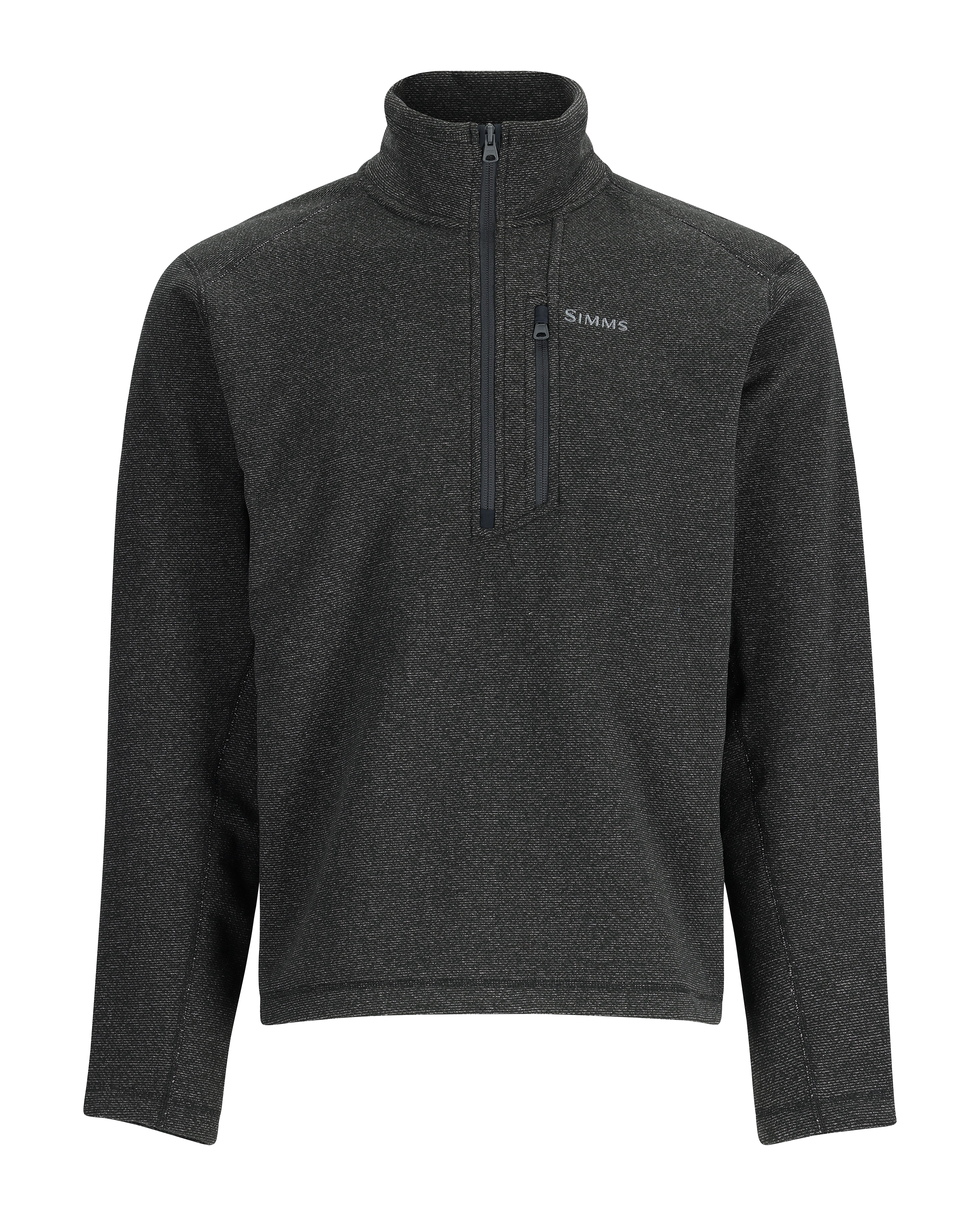 Image of Simms Rivershed Half-Zip Fleece Long-Sleeve Jacket for Men - Black Heather - S