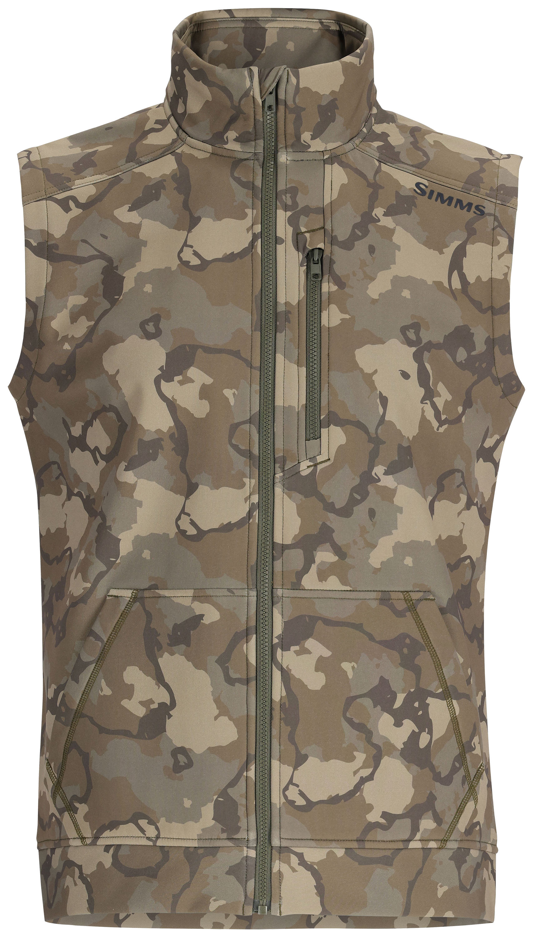 Image of Simms Rogue Full-Zip Vest for Men - Regiment Camo Olive Drab - S