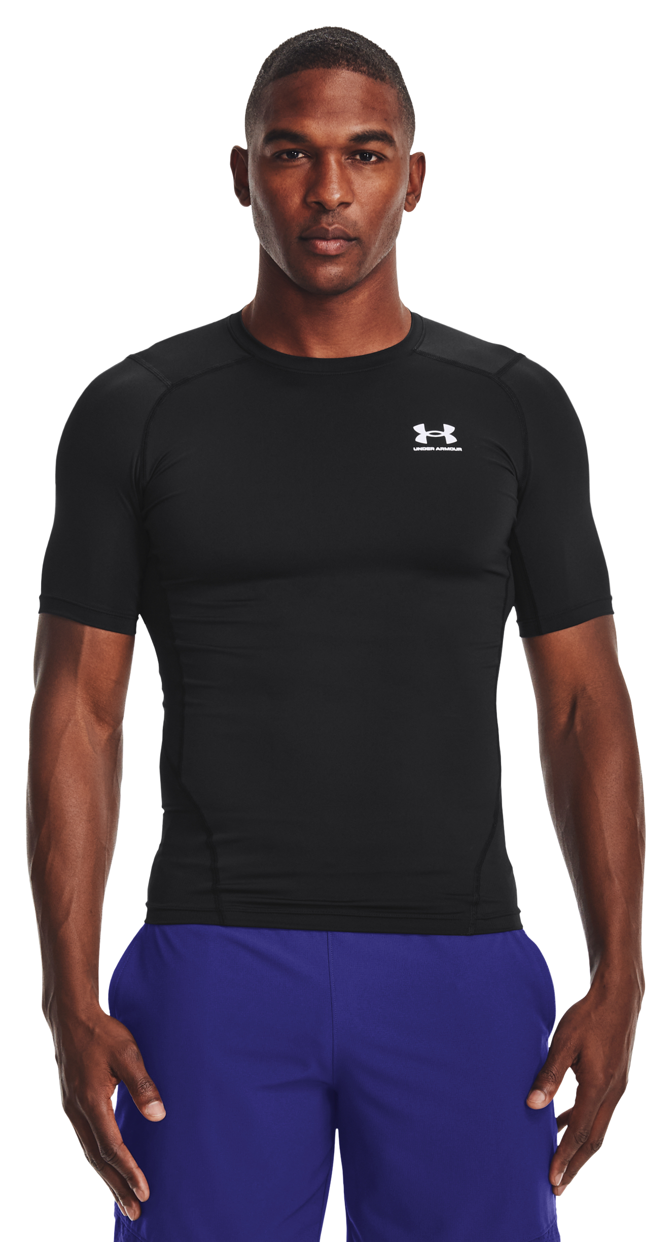 Image of Under Armour HeatGear Short-Sleeve T-Shirt for Men - Black/White - 3XLT