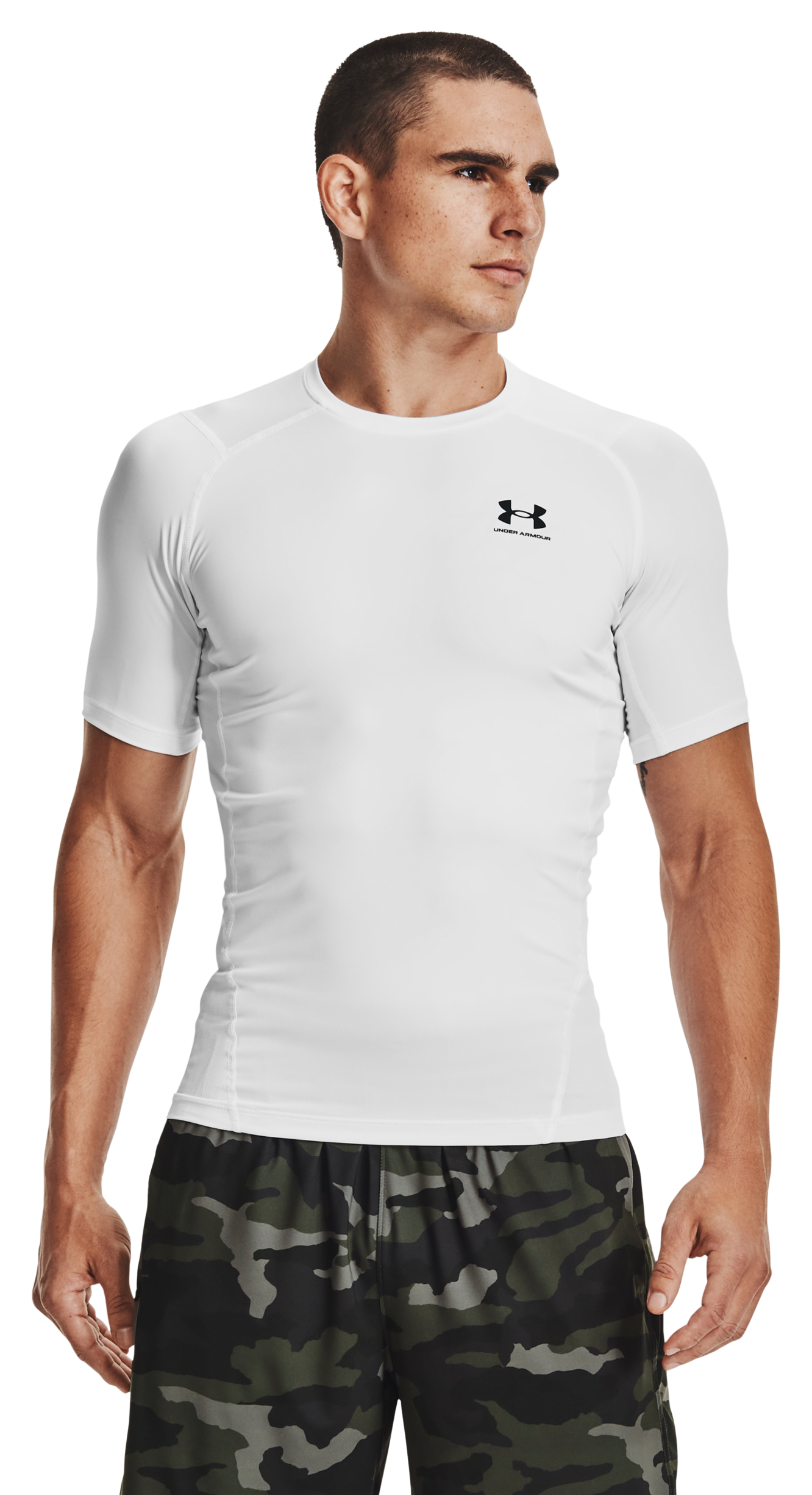 Image of Under Armour HeatGear Short-Sleeve T-Shirt for Men - White/Black - 4XLT