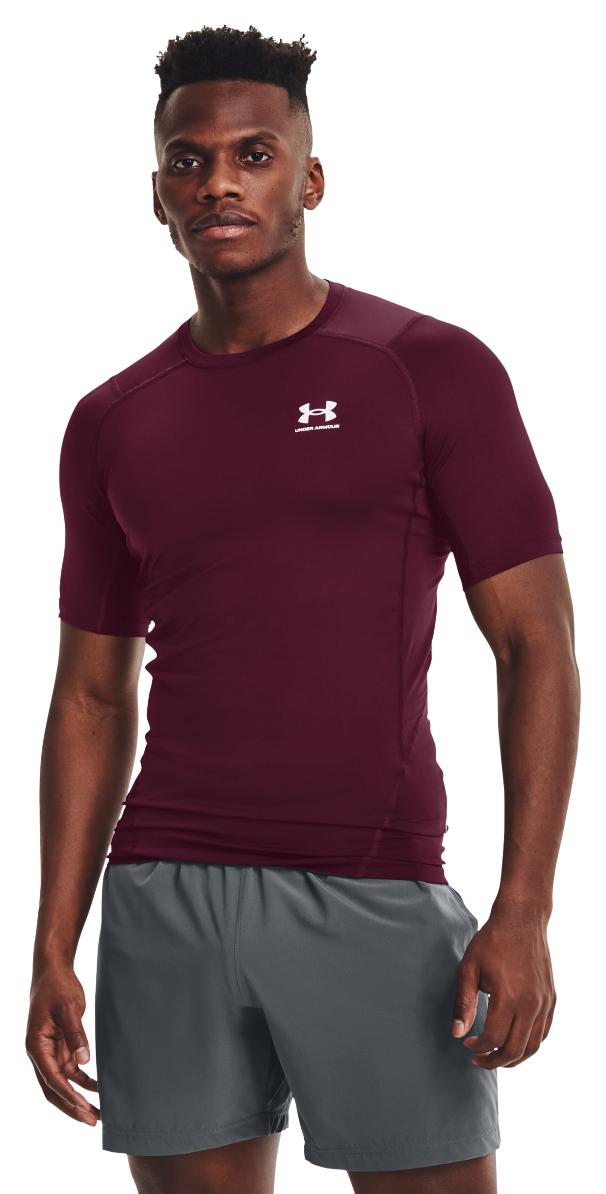 Image of Under Armour HeatGear Short-Sleeve T-Shirt - Maroon/White
