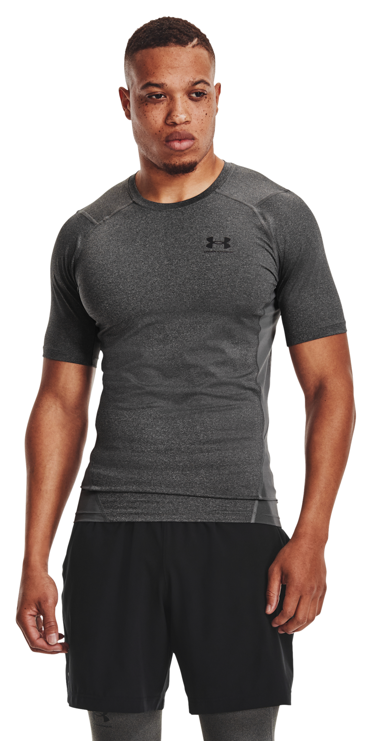 Image of Under Armour HeatGear Short-Sleeve T-Shirt for Men - Carbon Heather/Black - ST