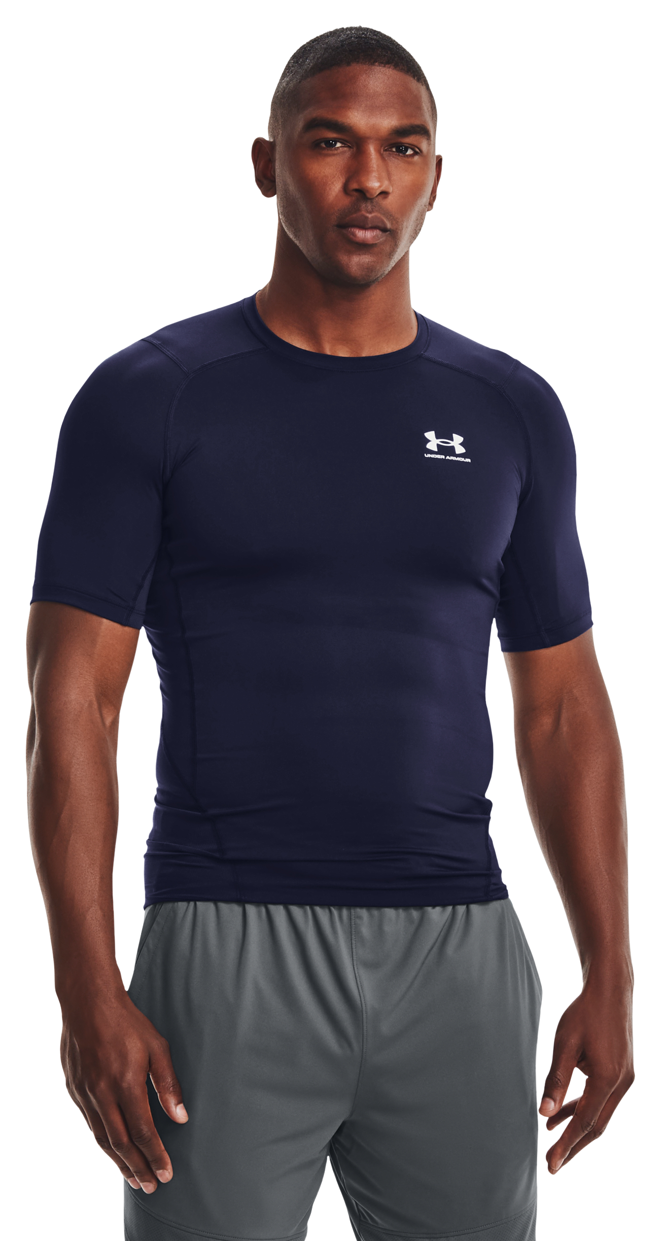 Image of Under Armour HeatGear Short-Sleeve T-Shirt for Men - Midnight Navy/White - 3XL