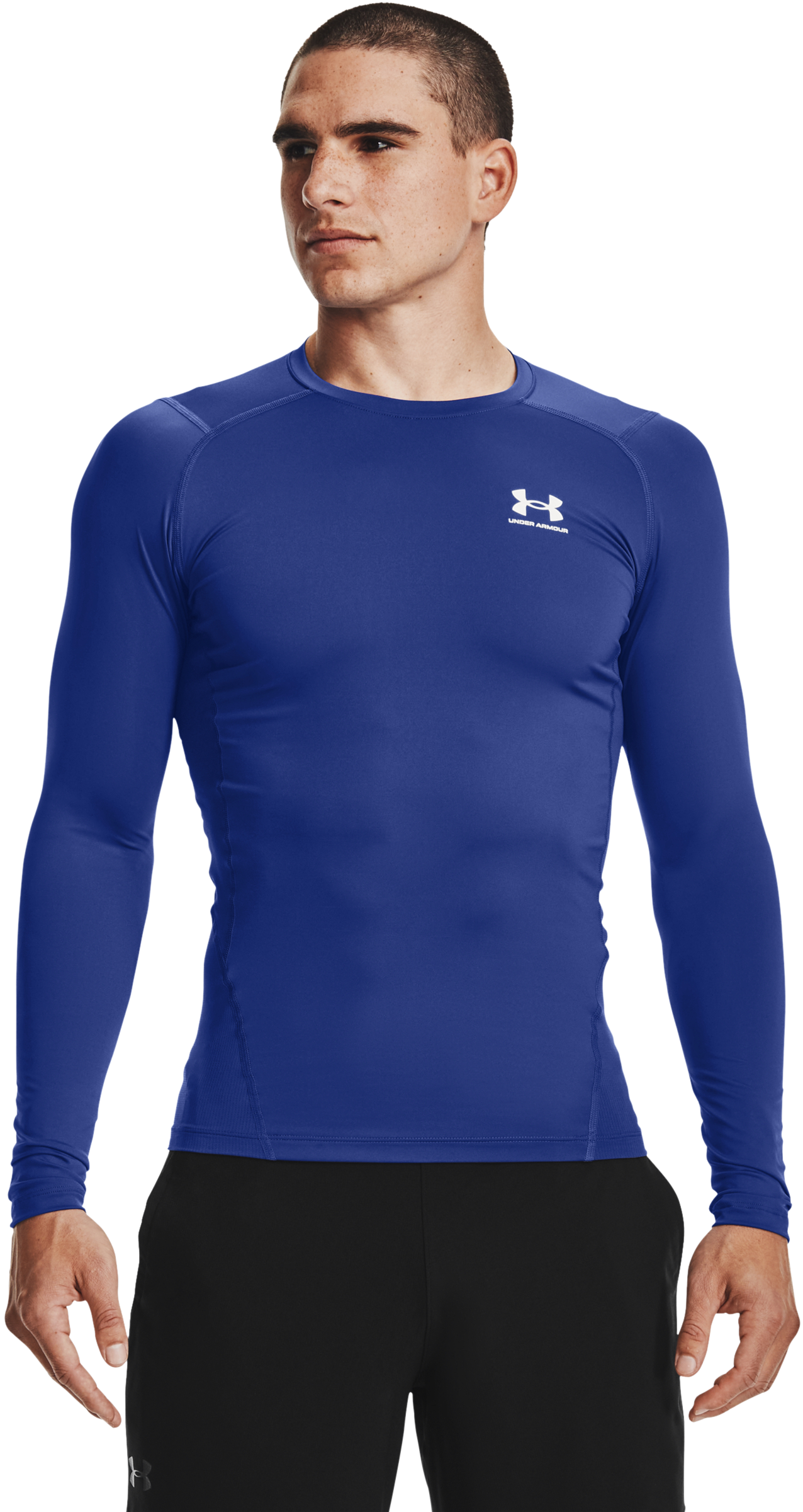 Image of Under Armour HeatGear Long-Sleeve Shirt for Men - Royal/White - 3XLT