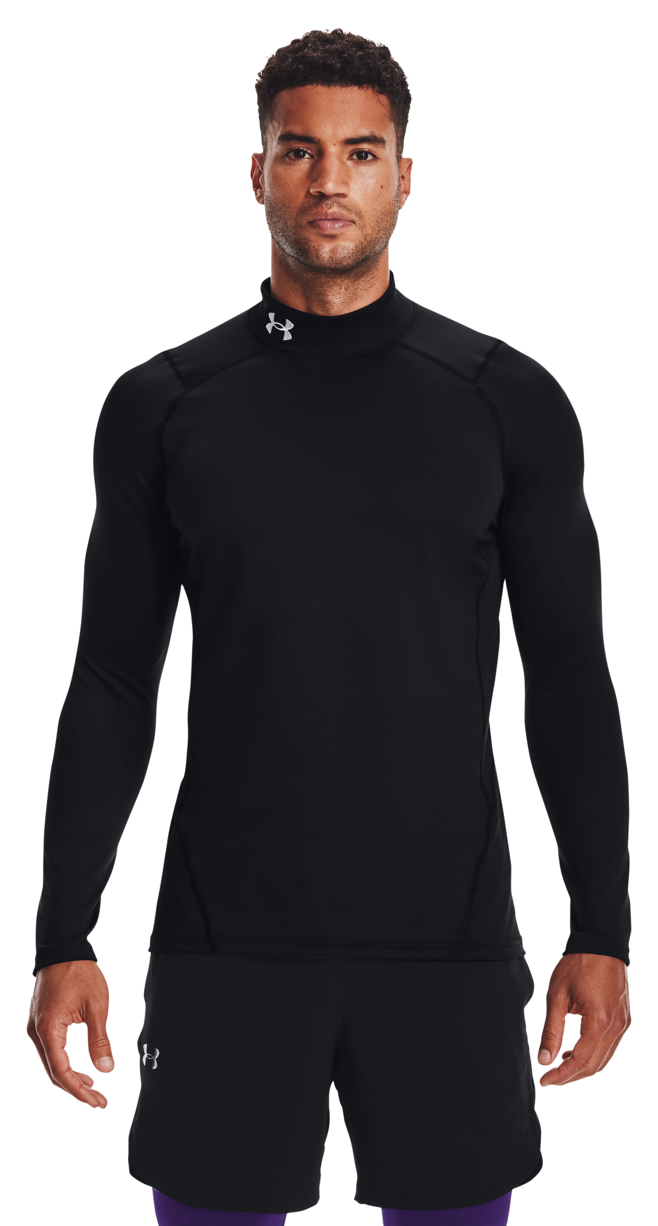 Under Armour ColdGear Fitted Long-Sleeve Mock for Men - Black/White