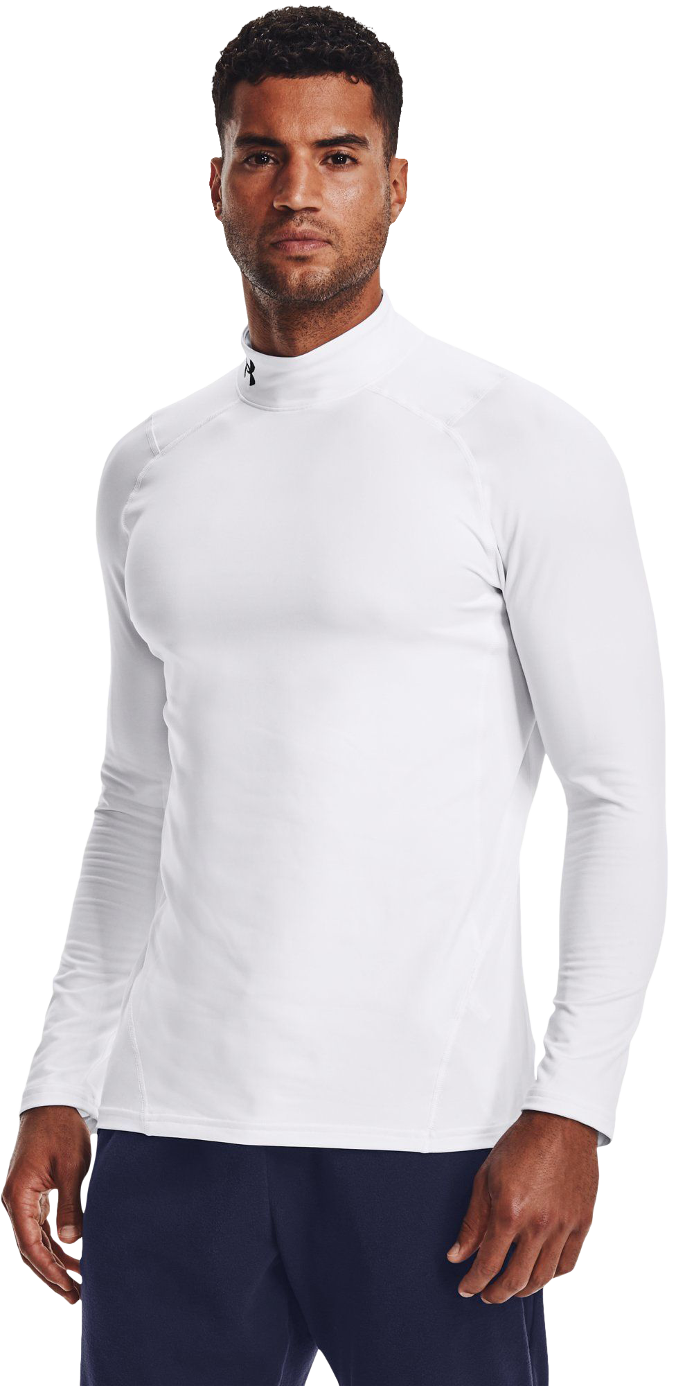 Image of Under Armour ColdGear Fitted Long-Sleeve Mock - White/Black - LT
