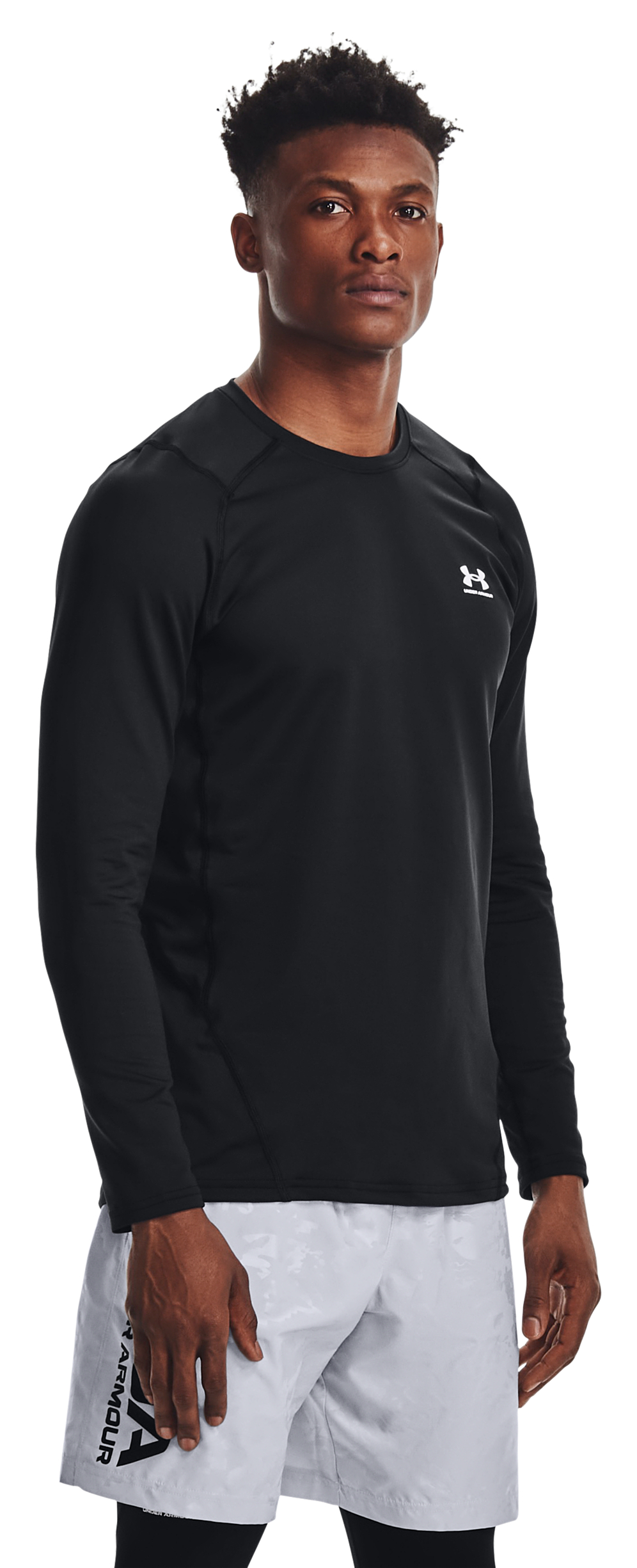 Under Armour ColdGear Fitted Long-Sleeve Crew for Men - Black/White - XLT