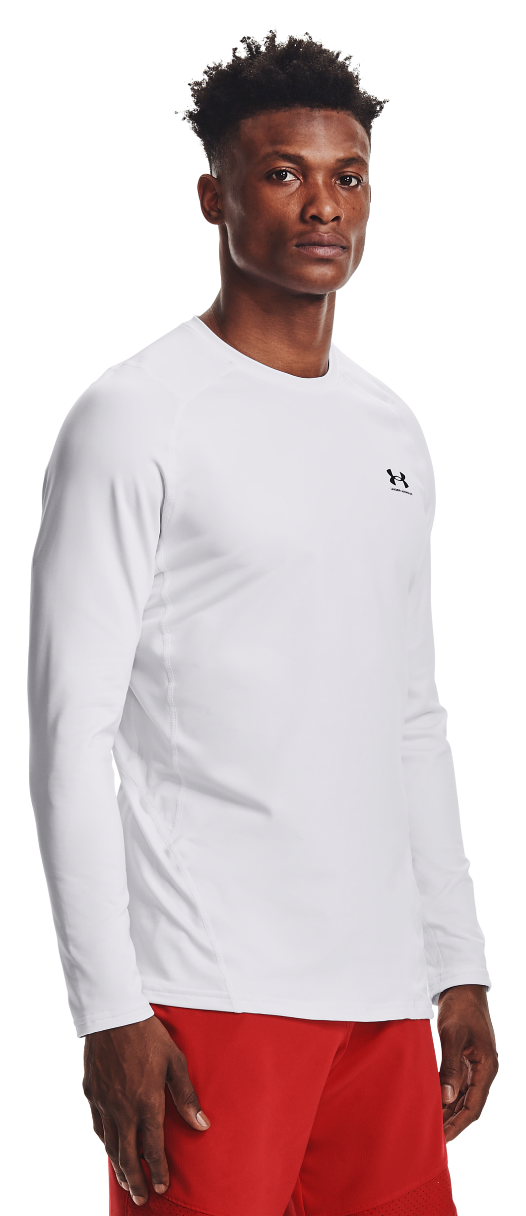 Under Armour ColdGear Fitted Long-Sleeve Crew for Men - White/Black - XLT
