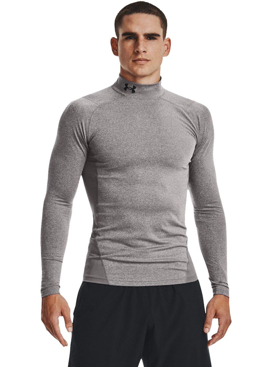 Image of Under Armour ColdGear Armour Compression Base-Layer Long-Sleeve Shirt for Men - Charcoal Light Heather/Black - 3XL