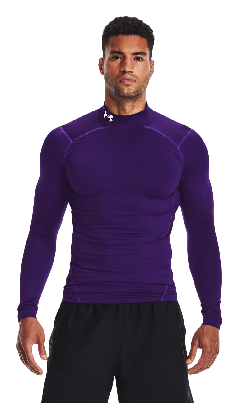 Under Armour ColdGear Armour Compression Base-Layer Long-Sleeve Shirt for Men - Purple/White - XLT