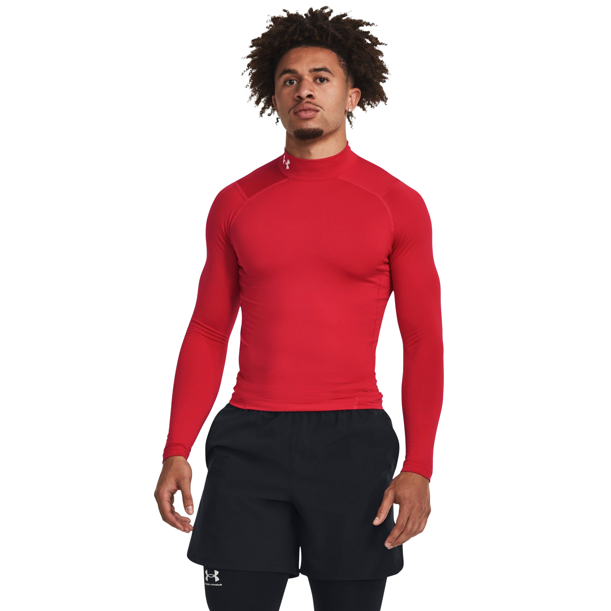 Image of Under Armour ColdGear Armour Compression Base-Layer Long-Sleeve Shirt for Men - Red/White - 3XL