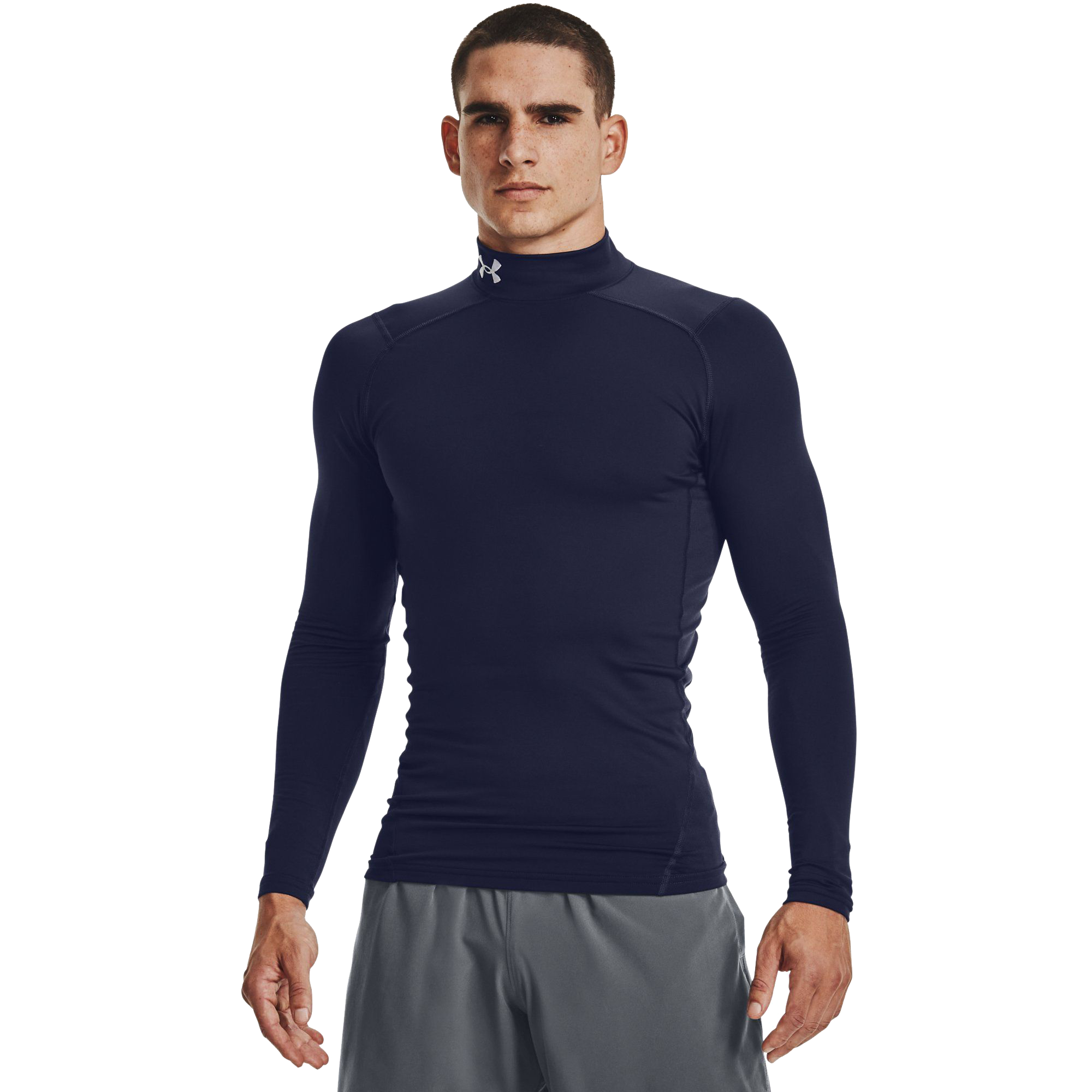 Image of Under Armour ColdGear Armour Compression Base-Layer Long-Sleeve Shirt for Men - Midnight Navy/White - ST