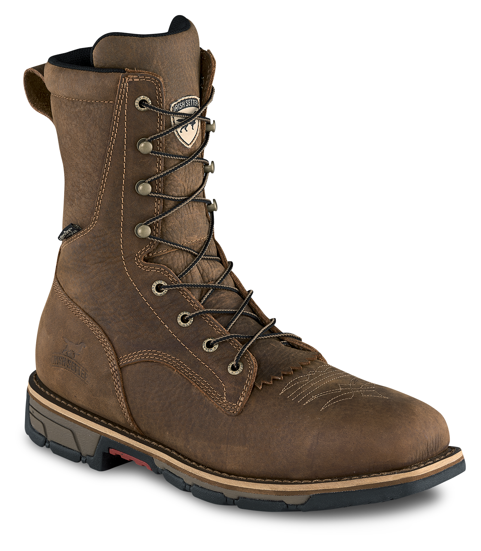 Image of Irish Setter Marshall Waterproof Steel Toe Work Boots for Men - Brown - 9M