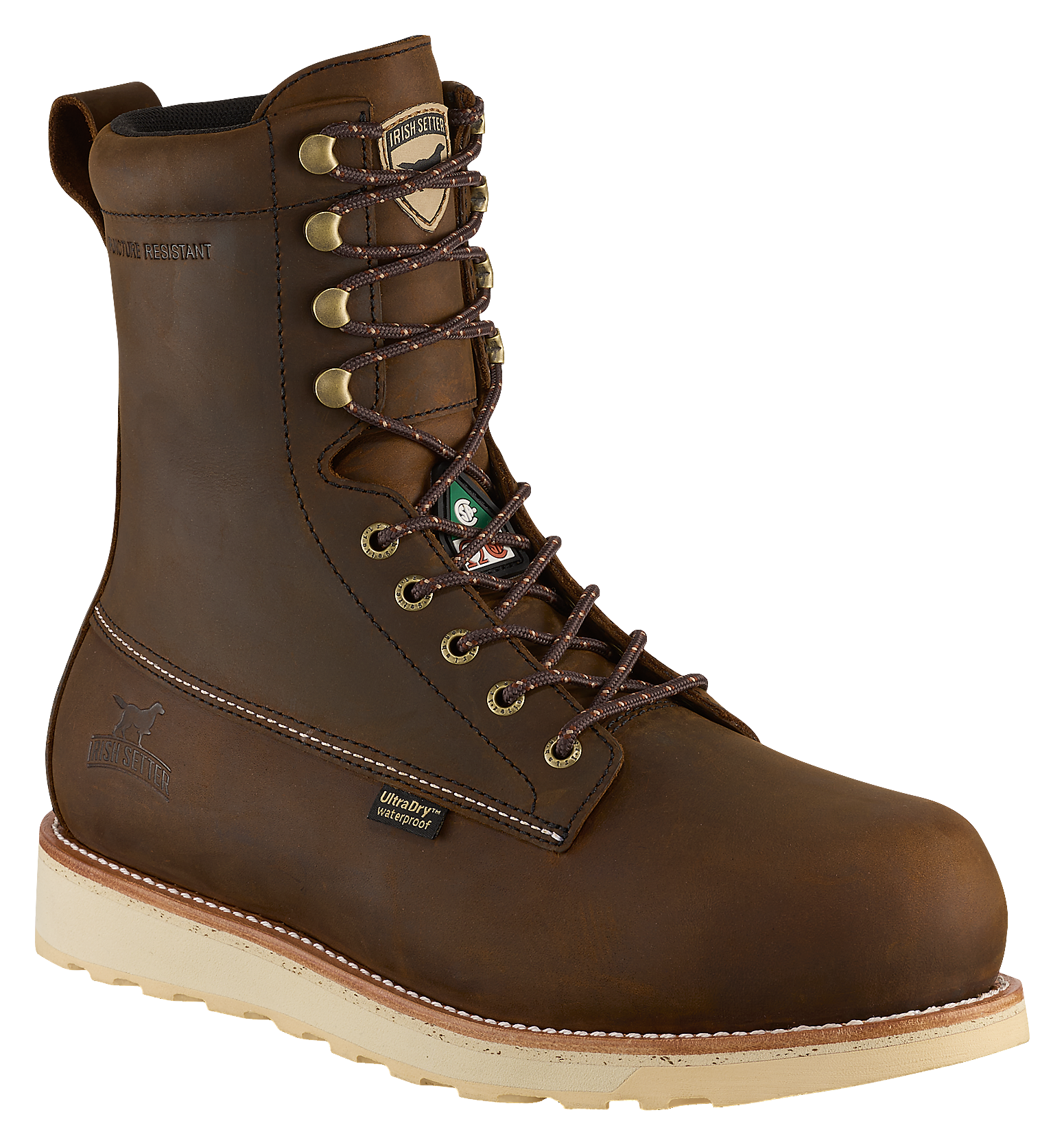 Image of "Irish Setter Wingshooter ST 8"" Insulated Waterproof CSA Composite Toe Wedge Work Boots for Men - Brown - 6M"