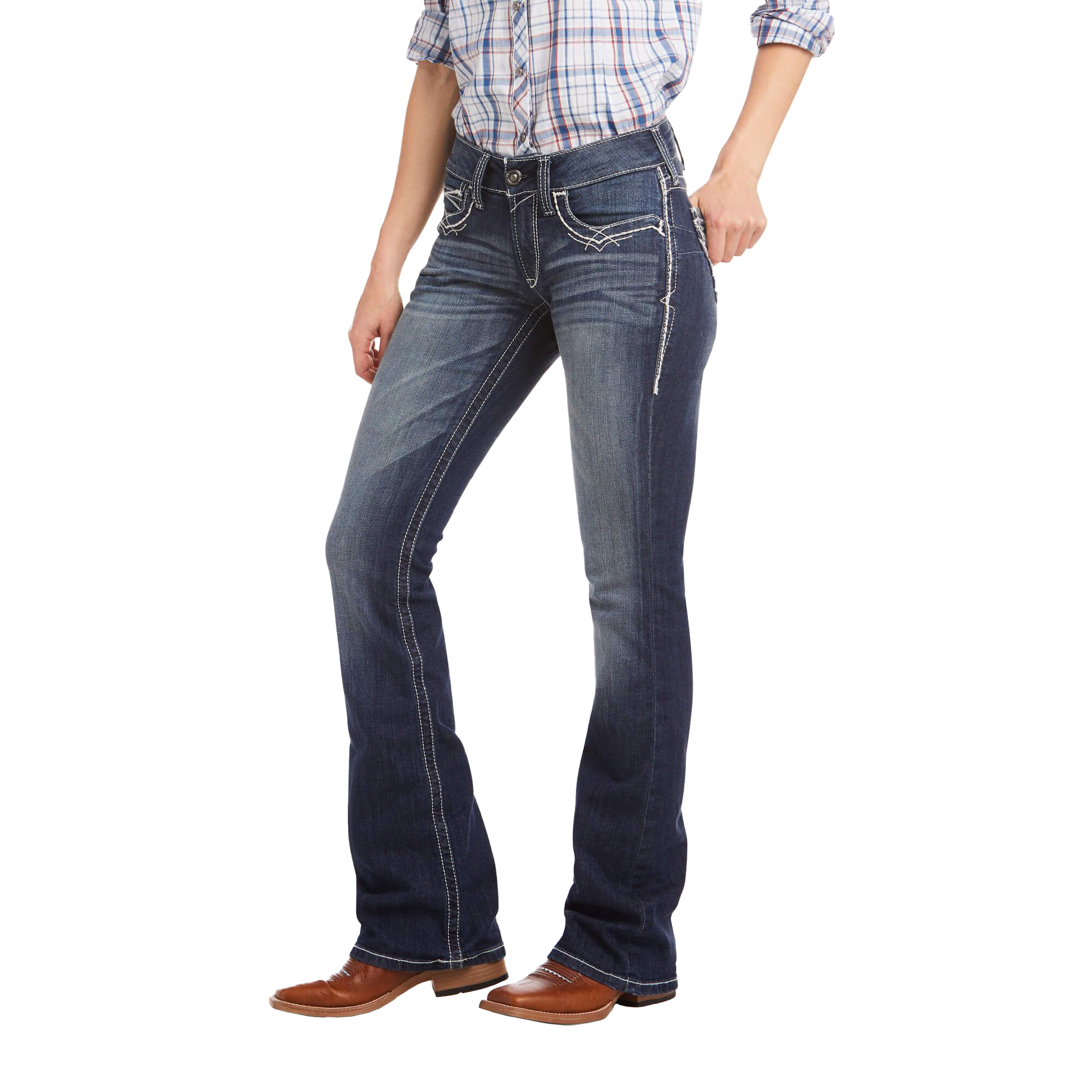 Ariat R.E.A.L. Entwined Mid-Rise Bootcut Jeans for Ladies - Marine - 32 - Short