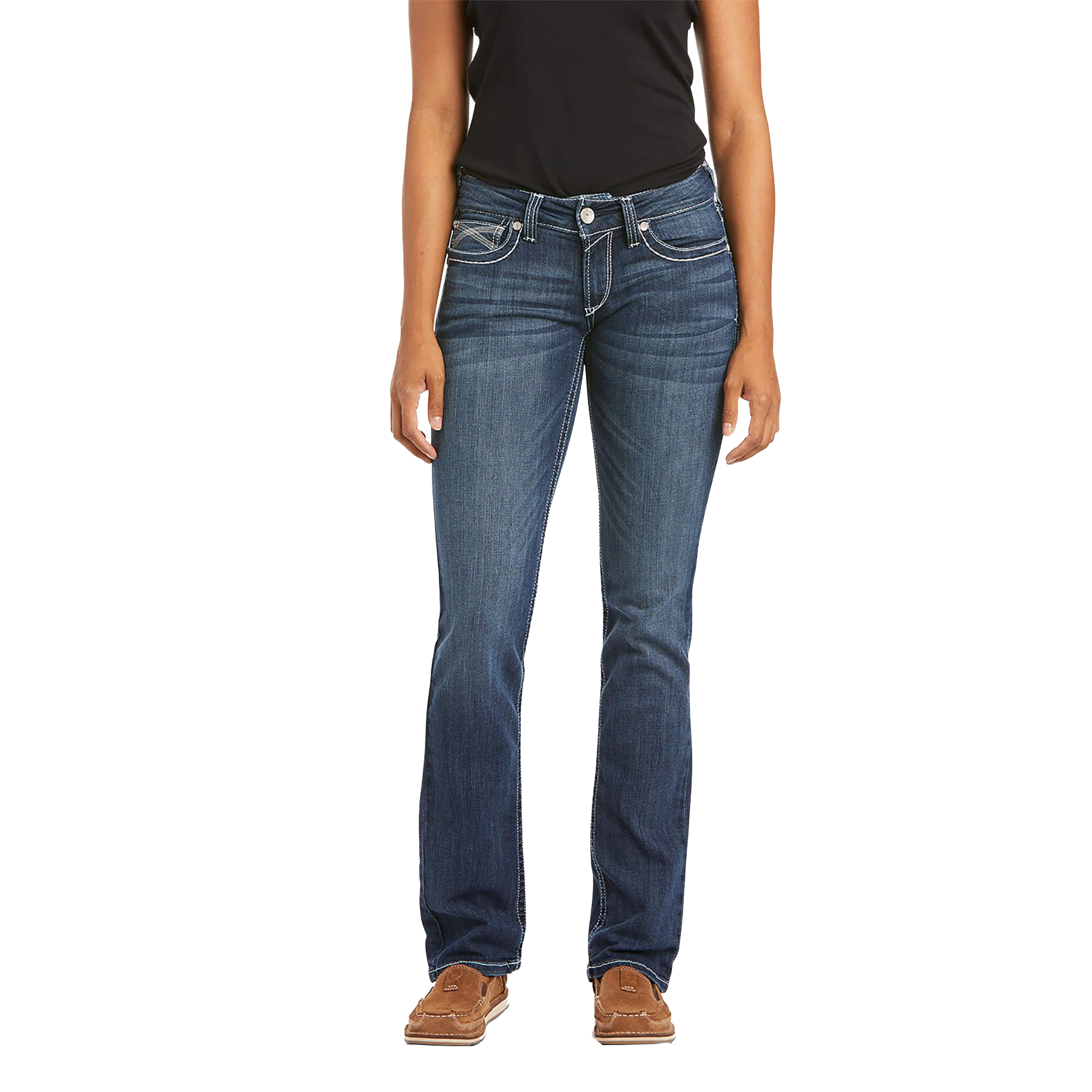 Image of Ariat R.E.A.L. Midrise Stretch Ivy Stackable Straight-Leg Jeans for Ladies - Dresden
