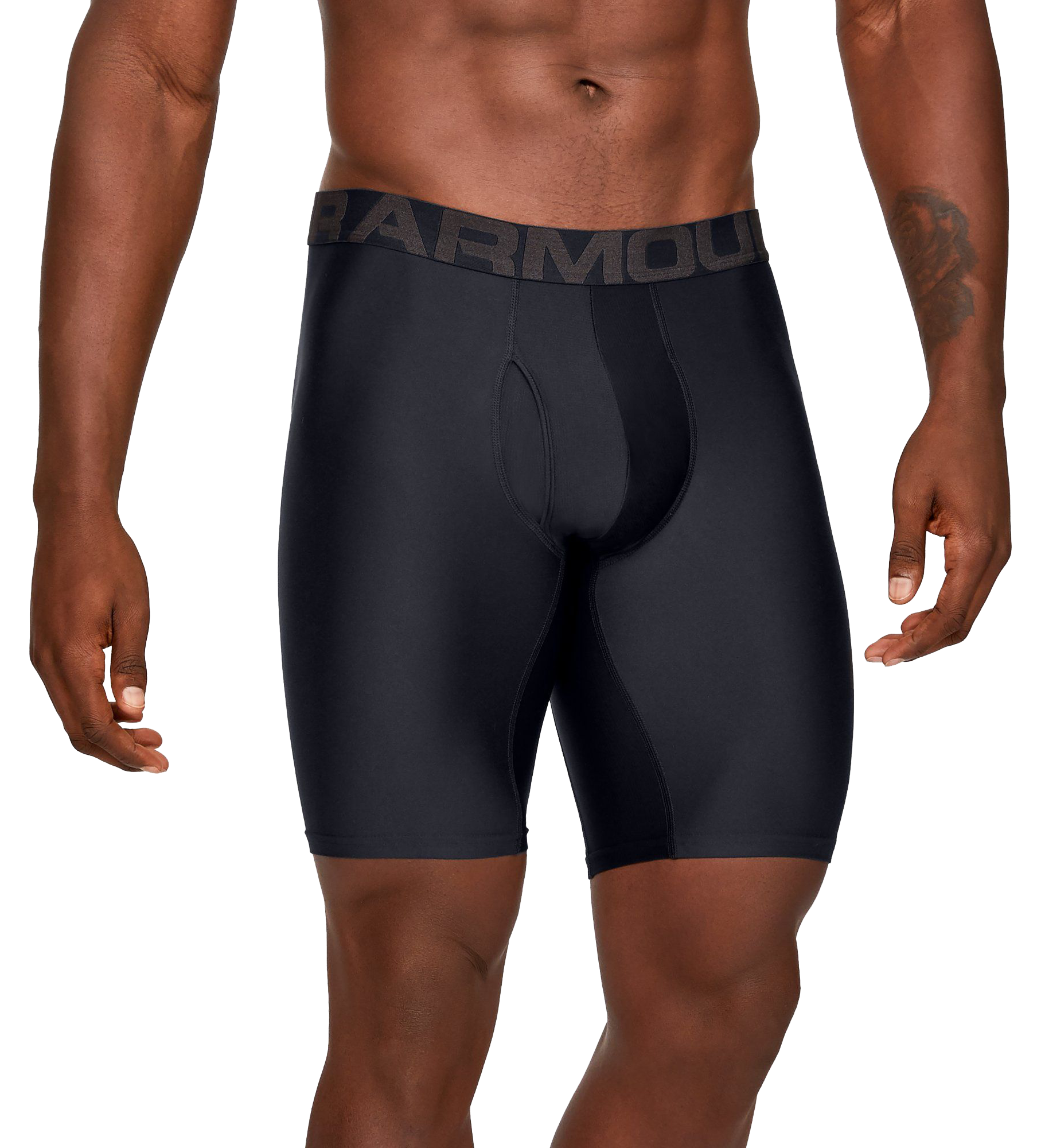 Image of "Under Armour Tech 9"" Boxerjock for Men - Black/Pitch Gray"