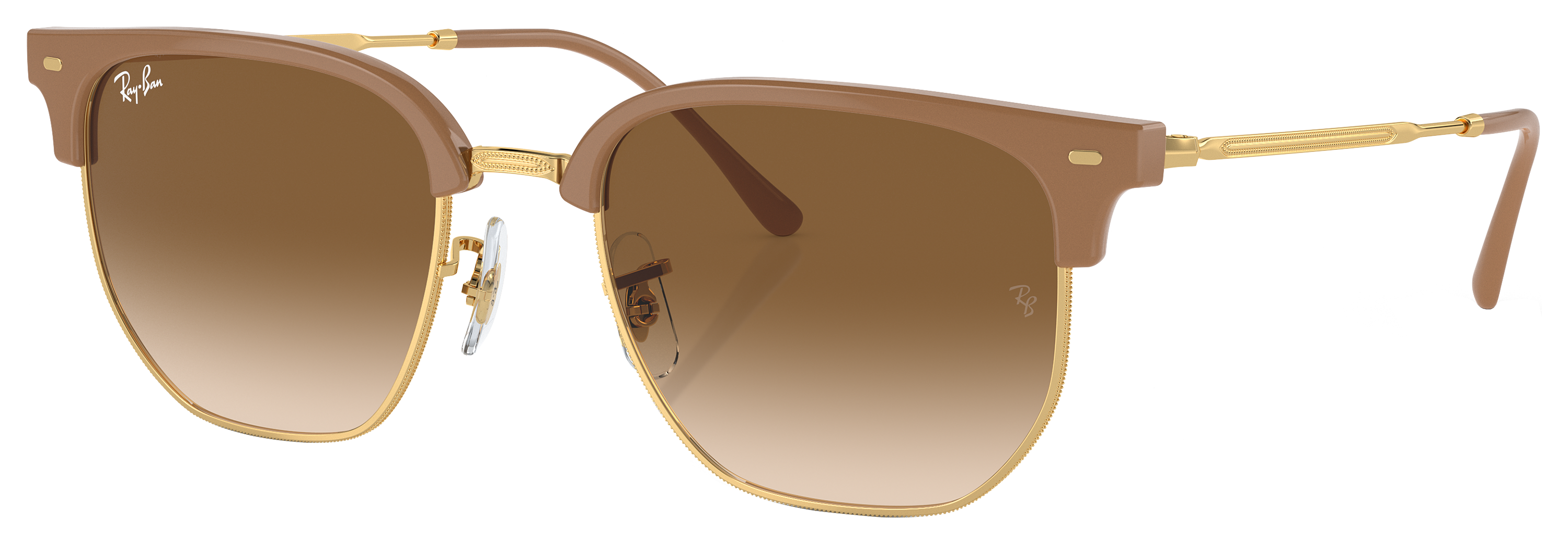 Image of Ray-Ban New Clubmaster RB4416 Gradient Glass Sunglasses - Beige On Gold/Brown Gradient - Large