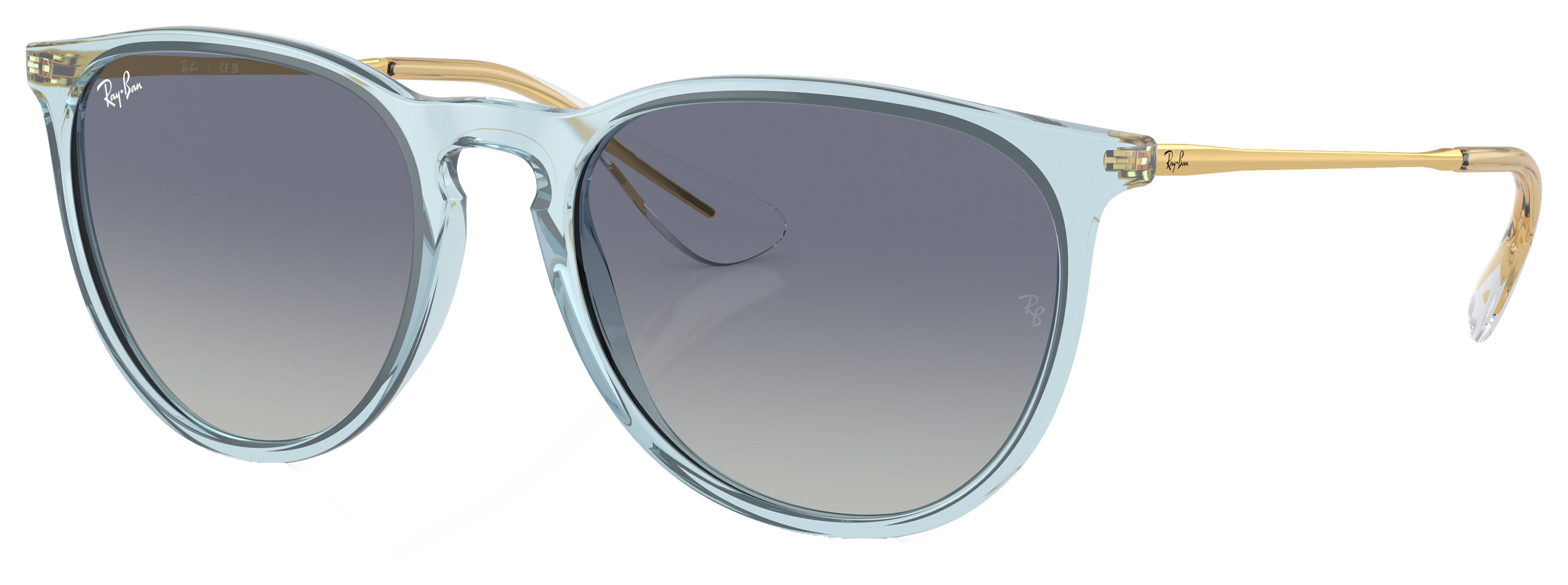 Image of Ray-Ban Erika Classic RB4171 Gradient Sunglasses for Ladies - Transparent Light Blue/Gray/Blue Gradient - Medium