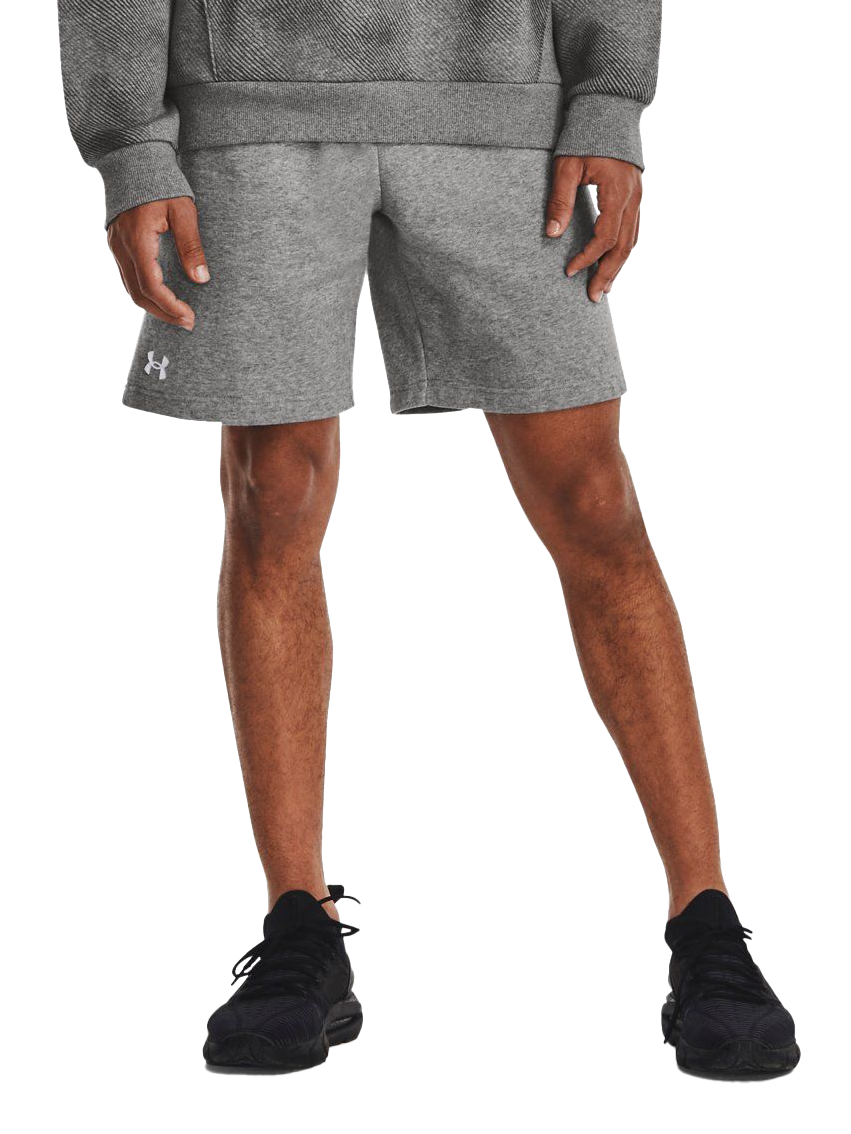 Image of Under Armour Rival Fleece Shorts for Men - Castlerock Light Heather/White - 3XLT